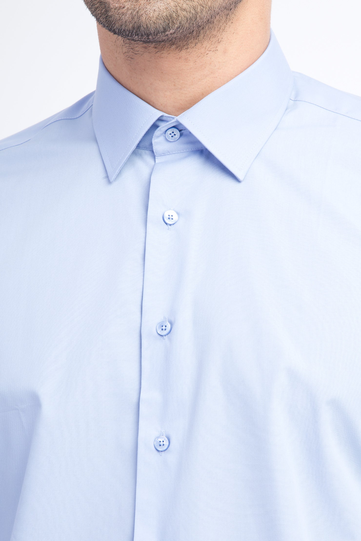 Mavi Uzun Kol Slim Fit Dar Kesim Gömlek - Image 4