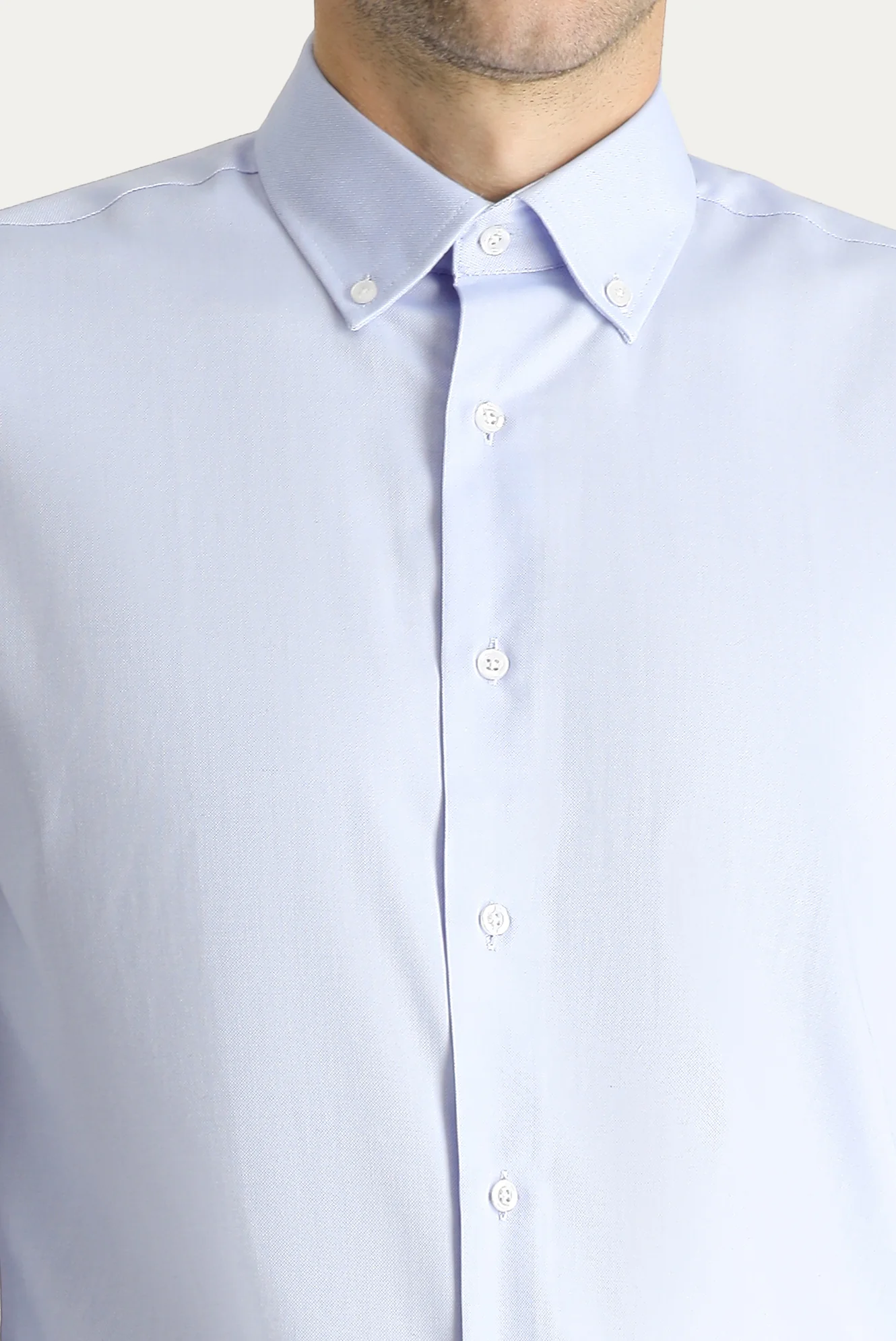 Mavi Uzun Kol Slim Fit Dar Kesim Non Iron Oxford Pamuklu Gömlek - Image 5