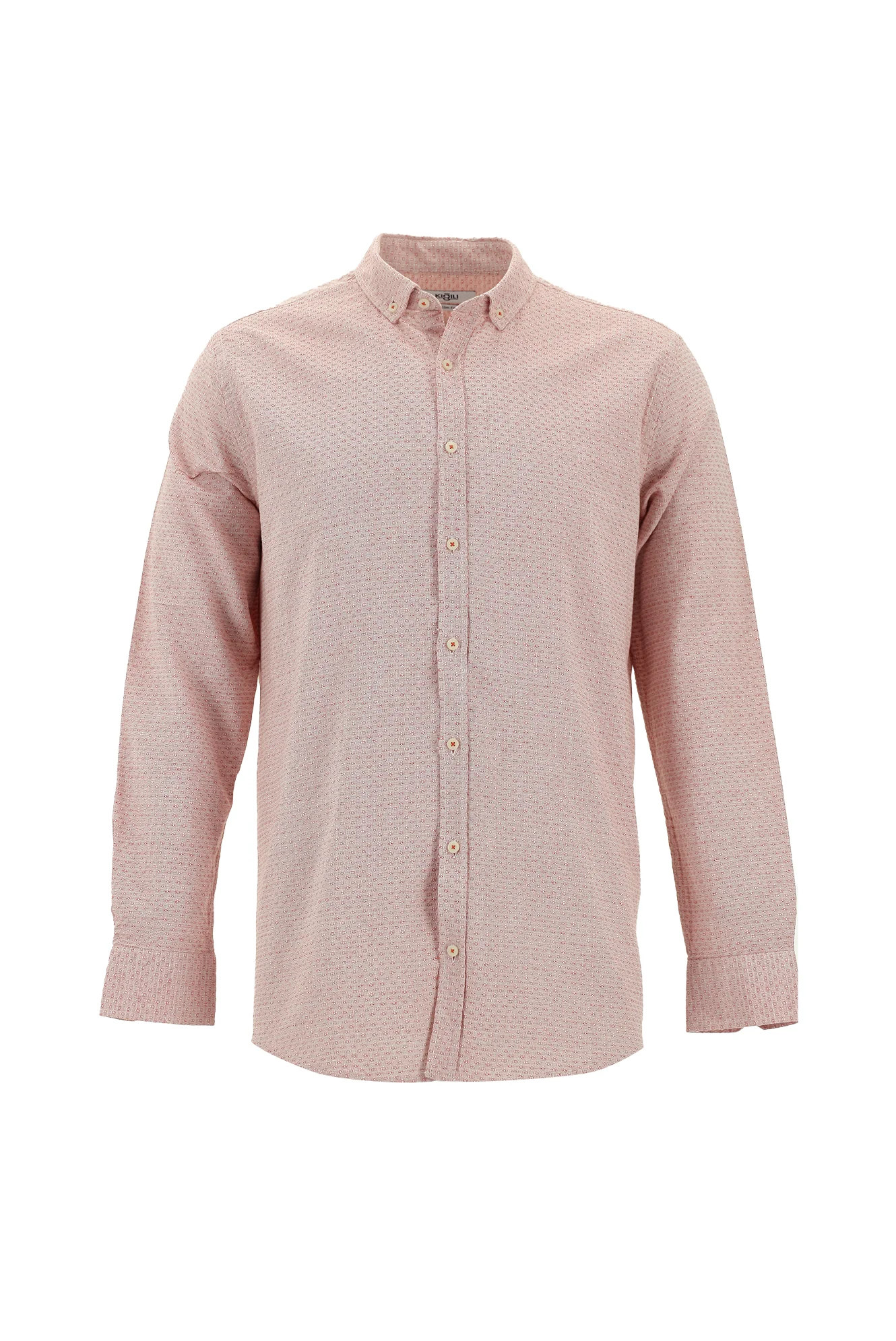 Mercan Kırmızı Uzun Kol Slim Fit Dar Kesim Spor Pamuk Gömlek