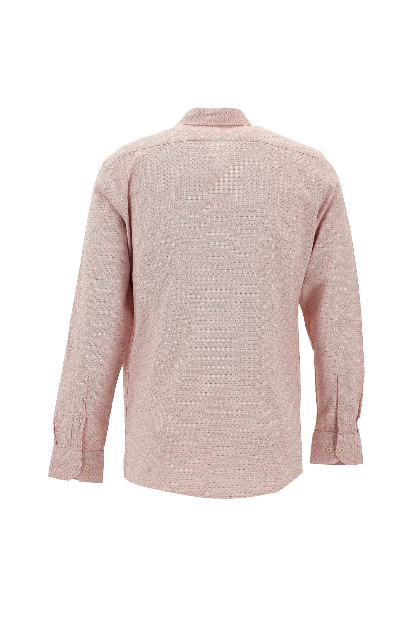 Mercan Kırmızı Uzun Kol Slim Fit Dar Kesim Spor Pamuk Gömlek - Image 2