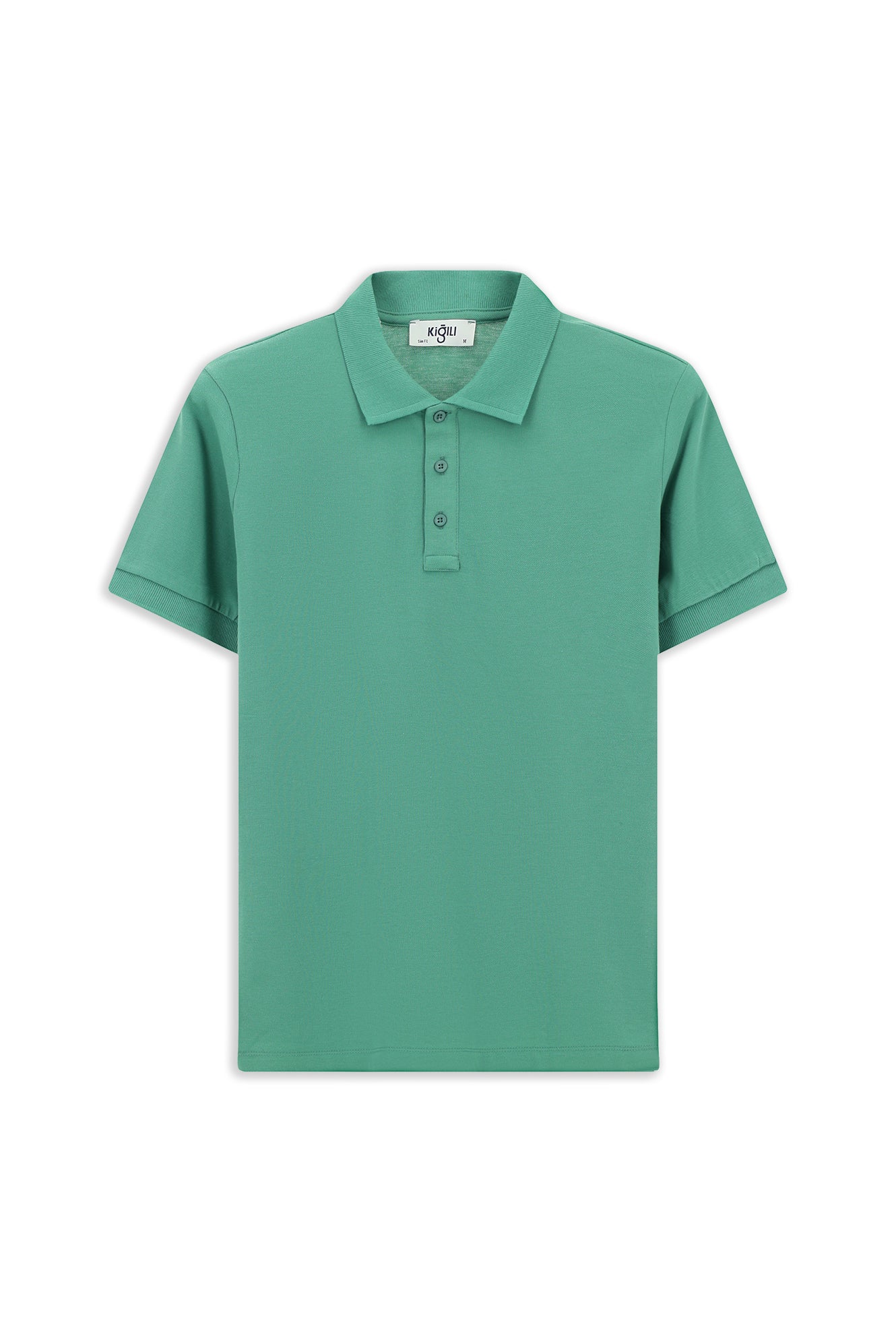 Mercan Yeşili Slim Fit Dar Kesim Pamuk Kıvrılmaz Polo Yaka Tişört - Image 6