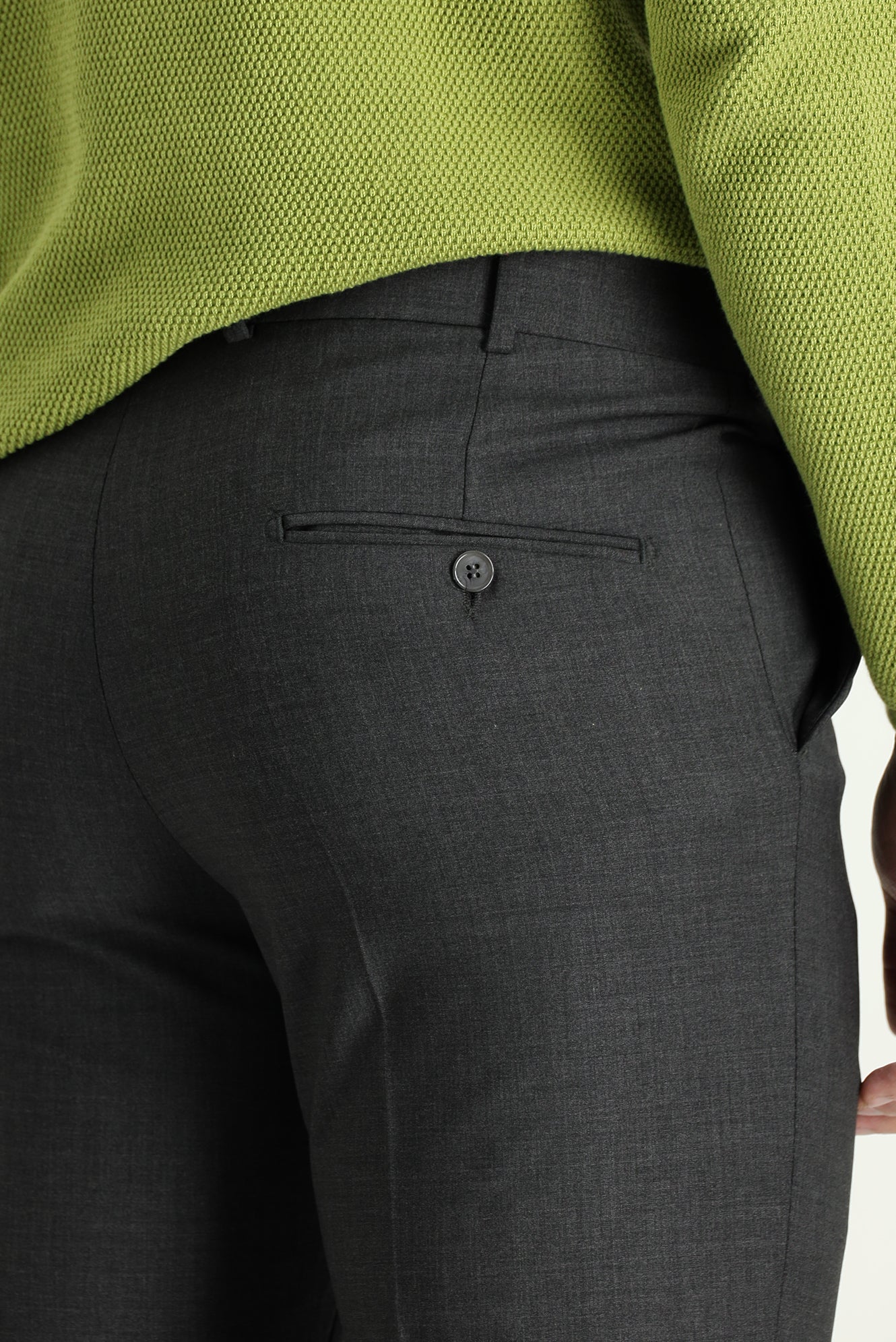 Metalik Gri 7 Drop Slim Fit Dar Kesim Yünlü Klasik Kumaş Pantolon - Image 4