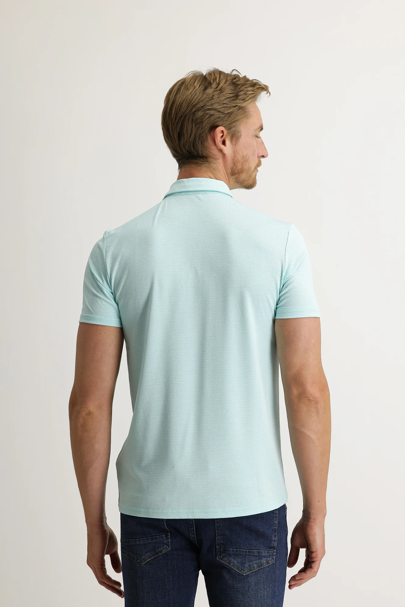Mint Yeşili Polo Yaka Slim Fit Dar Kesim Tişört - Image 4