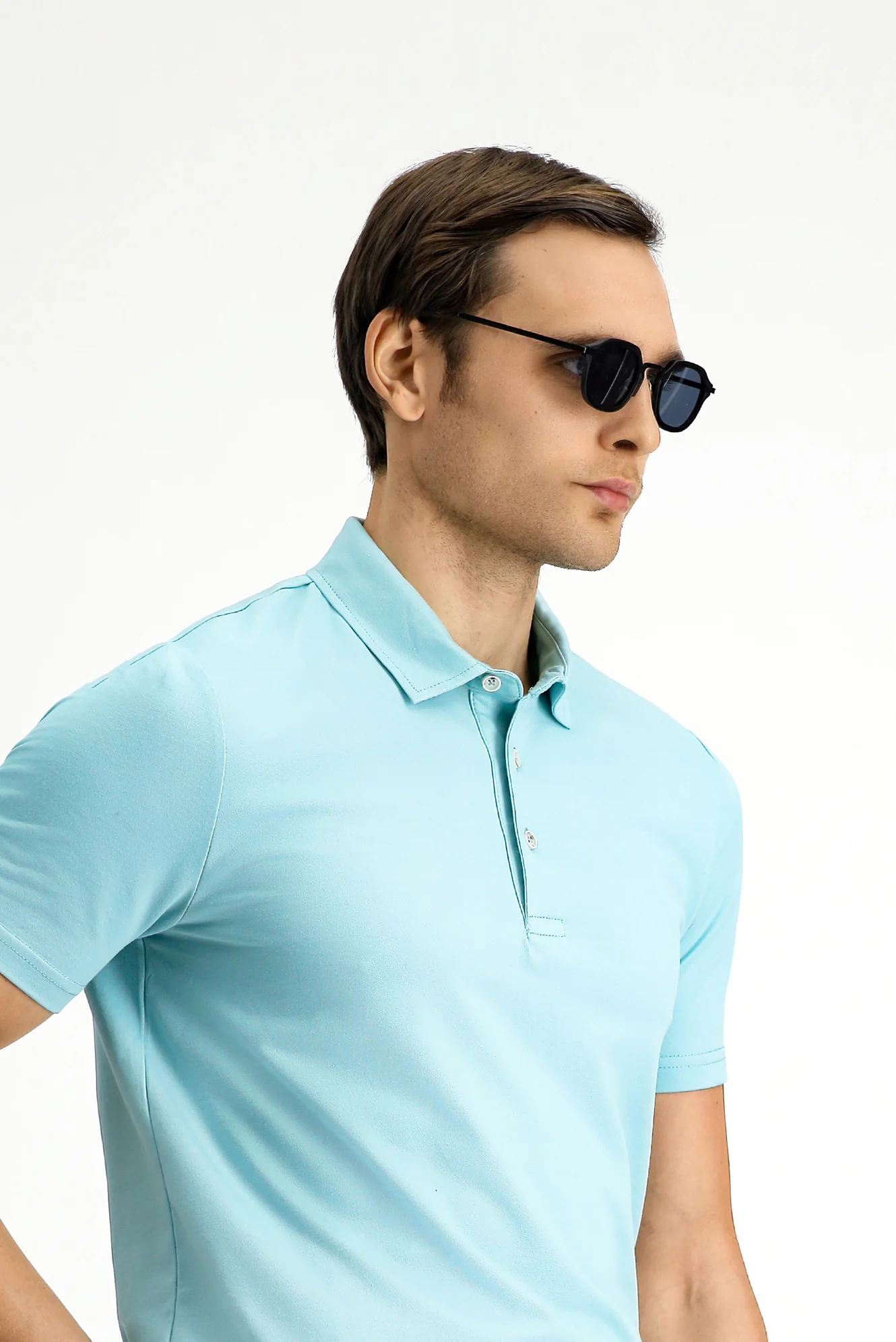 Mint Yeşili Slim Fit Dar Kesim Pamuklu Polo Yaka Tişört