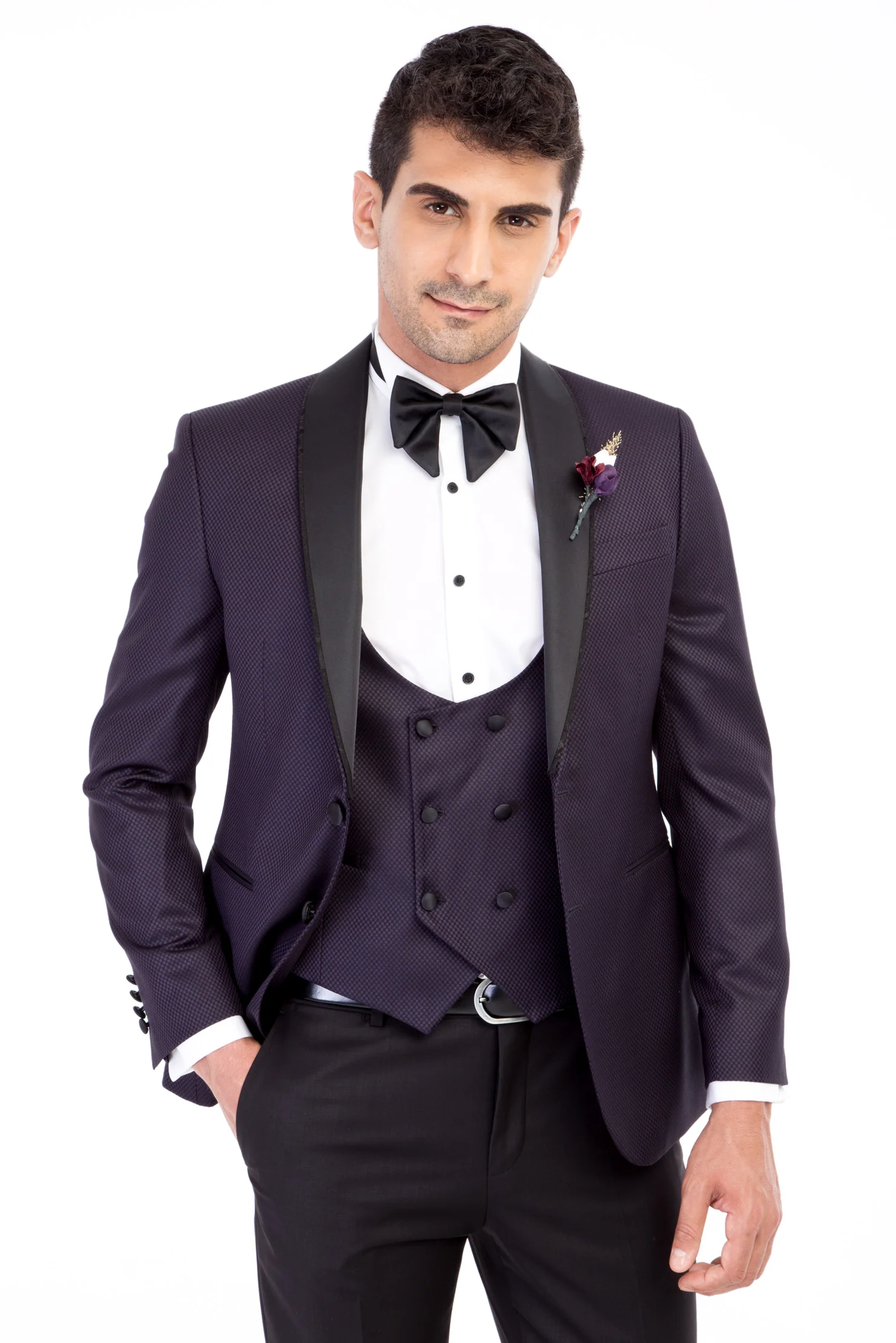 Mor 7 Drop Slim Fit Dar Kesim Smokin & Damatlık - Image 2