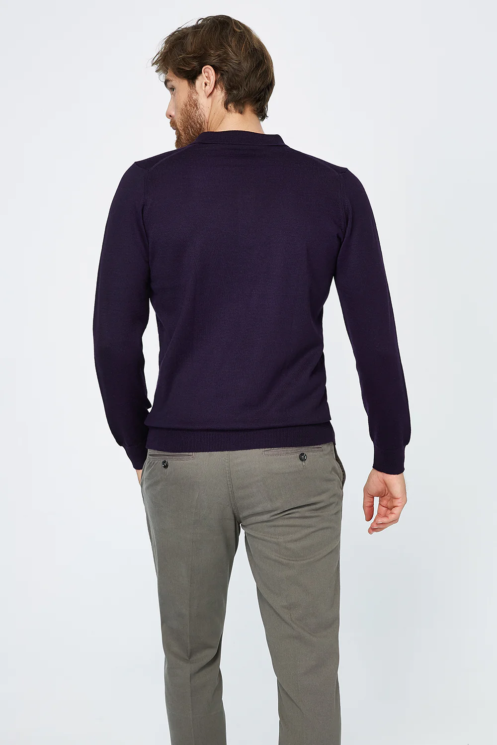Mor Polo Yaka Regular Fit Yünlü Triko Kazak - Image 3