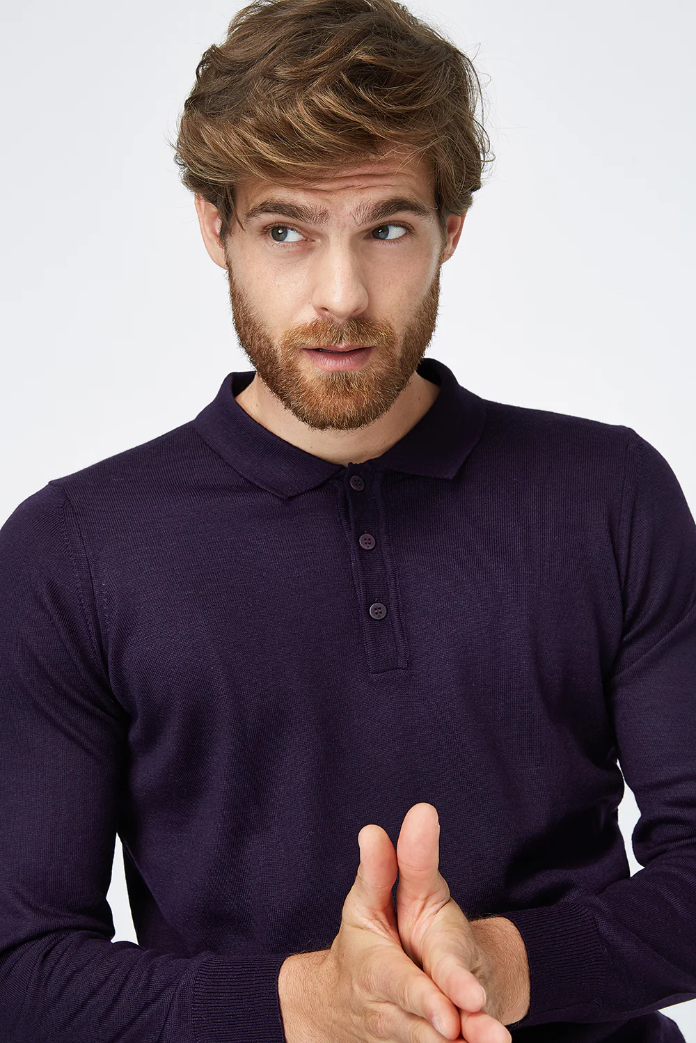 Mor Polo Yaka Regular Fit Yünlü Triko Kazak - Image 4
