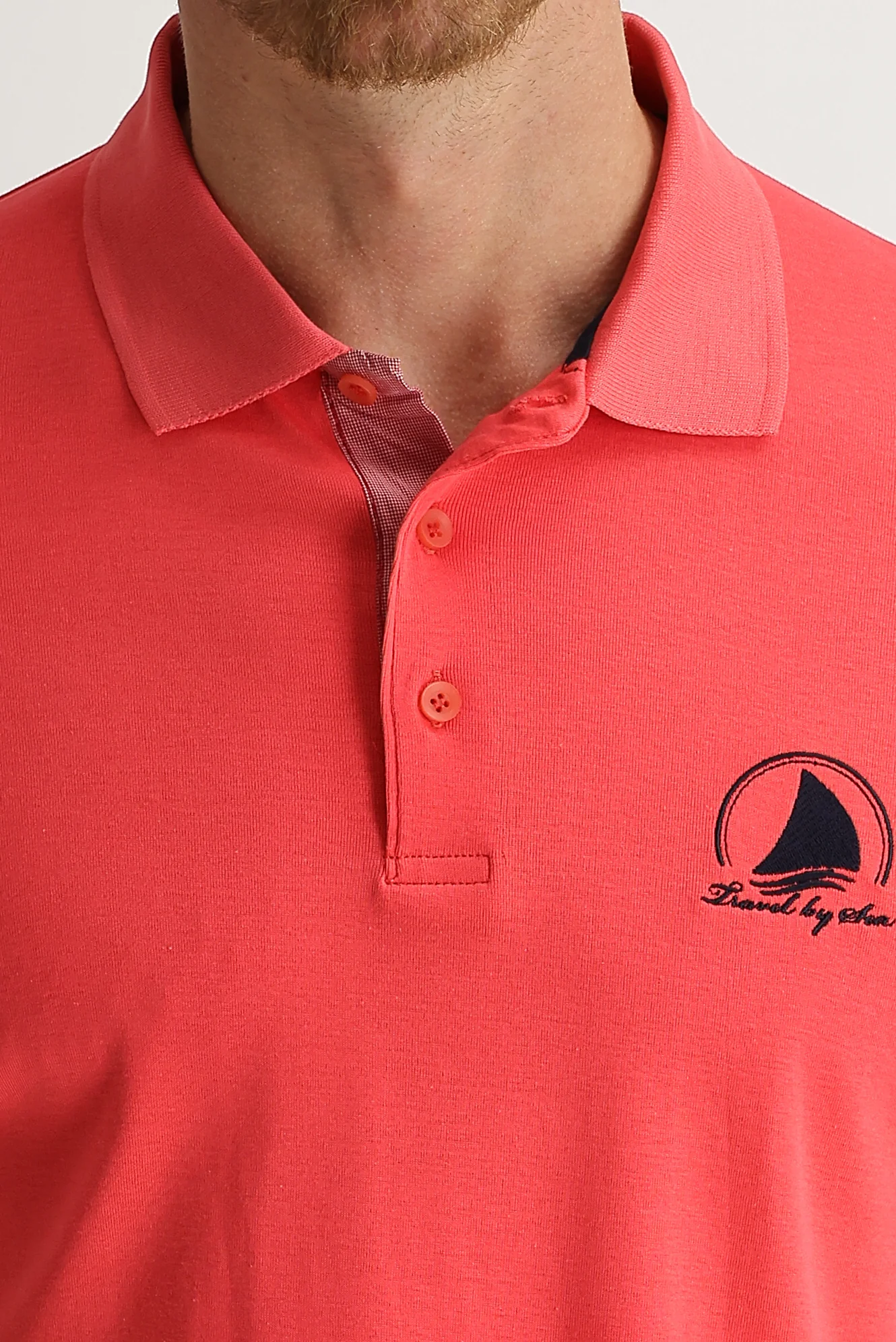 Nar Çiçeği Polo Yaka Slim Fit Dar Kesim Tişört - Image 3