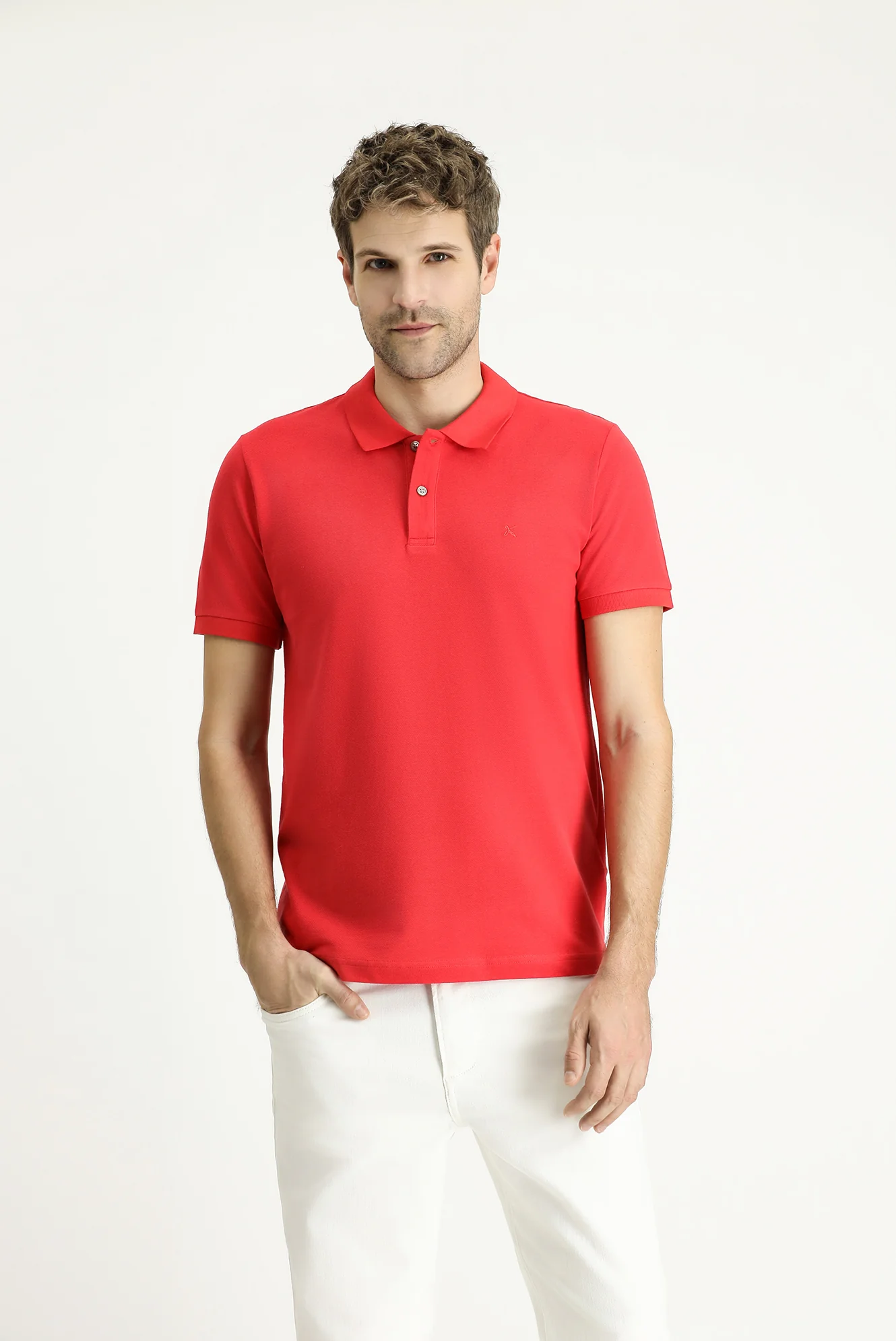 Nar Çiçeği Slim Fit Dar Kesim Nakışlı Pamuk Polo Yaka Tişört - Image 3
