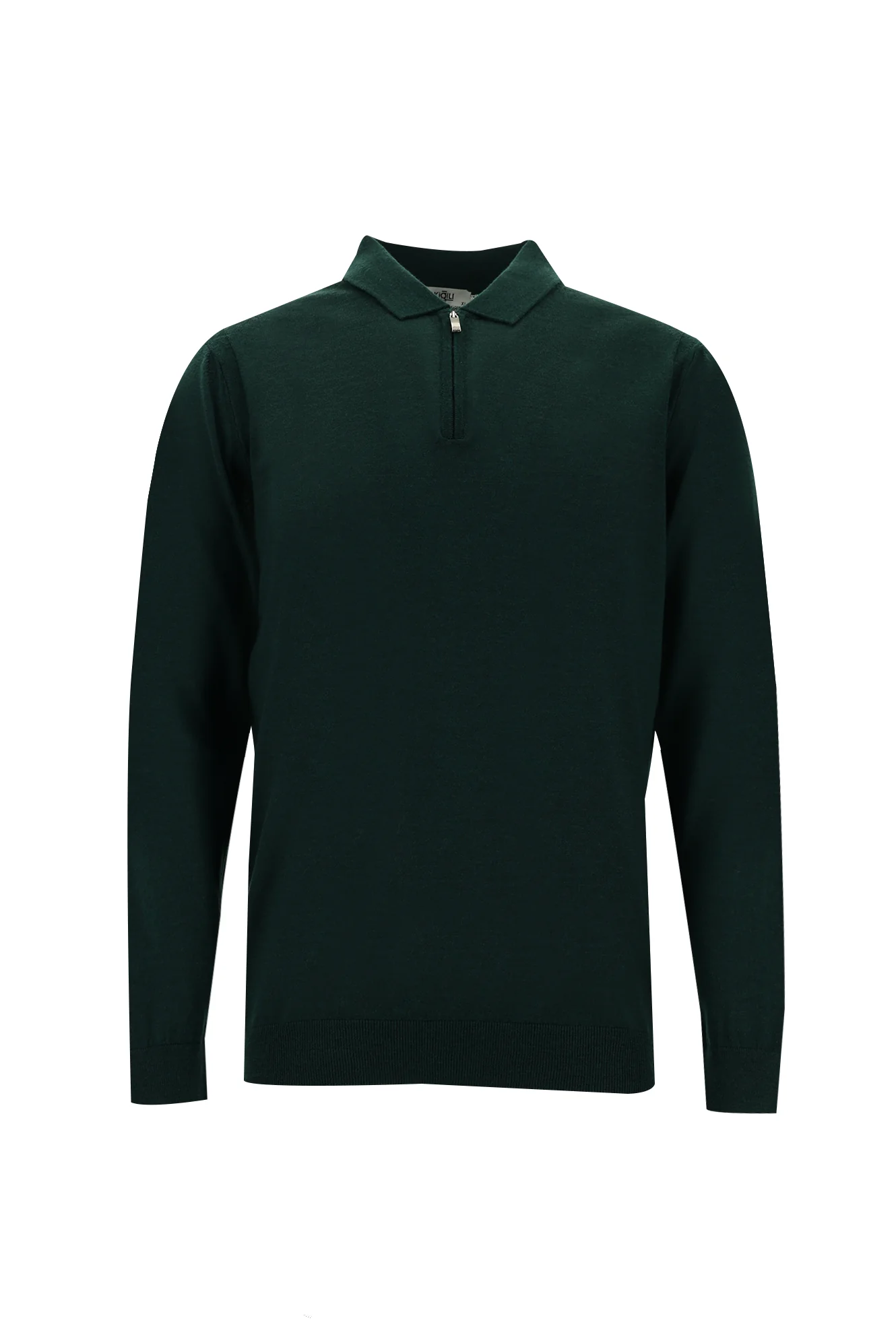 Nefti Polo Yaka Regular Fit Fermuarlı Yünlü Triko Kazak
