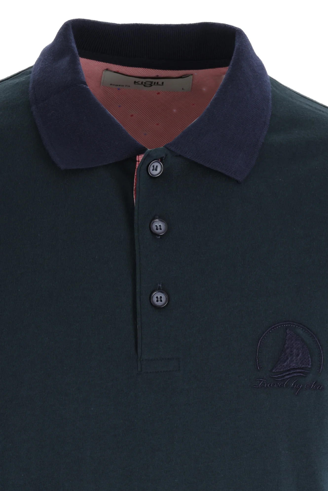 Nefti Polo Yaka Slim Fit Dar Kesim Desenli Pamuk Tişört - Image 3