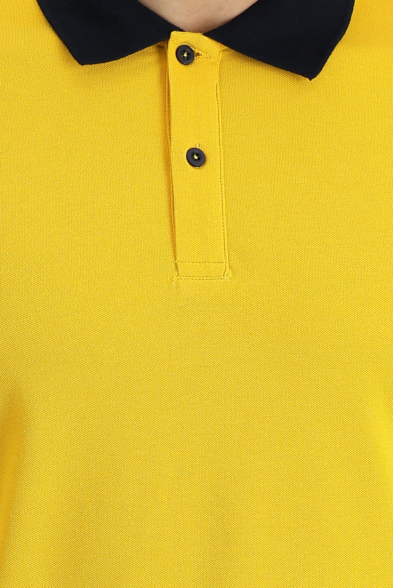Neon Sarı Polo Yaka Slim Fit Dar Kesim Desenli Pamuk Tişört - Image 4
