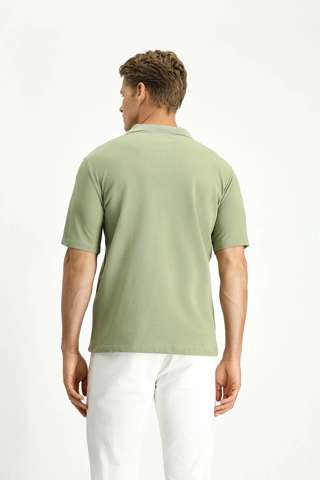 Orman Yeşili Polo Yaka Regular Fit Cepli Nakışlı %100 Pamuk Tişört - Image 4