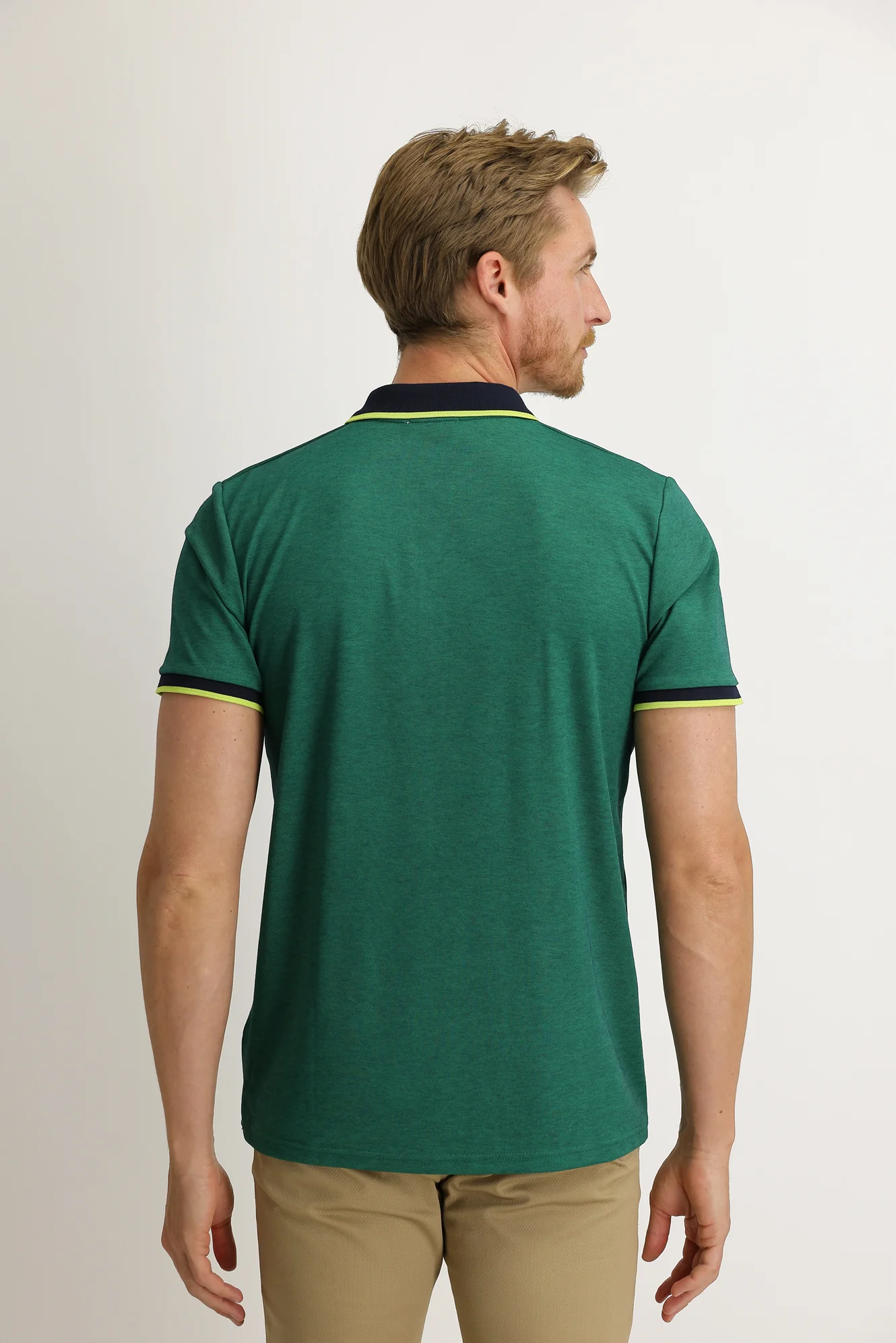 Orman Yeşili Polo Yaka Regular Fit Tişört - Image 5
