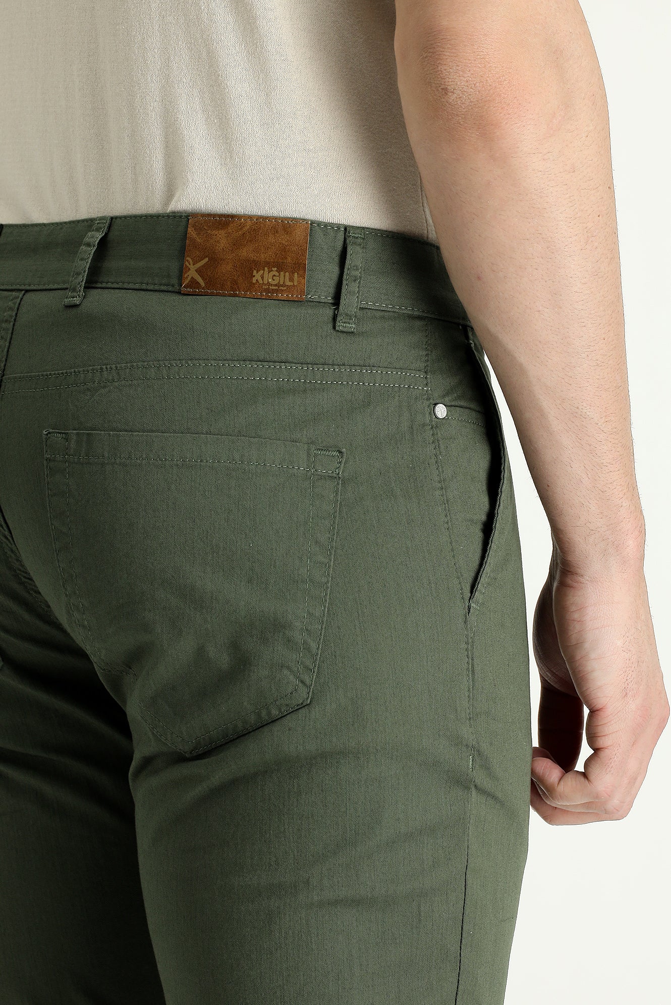 Orman Yeşili Regular Fit Standart Kesim Likralı Kanvas / Chino Pantolon - Image 4