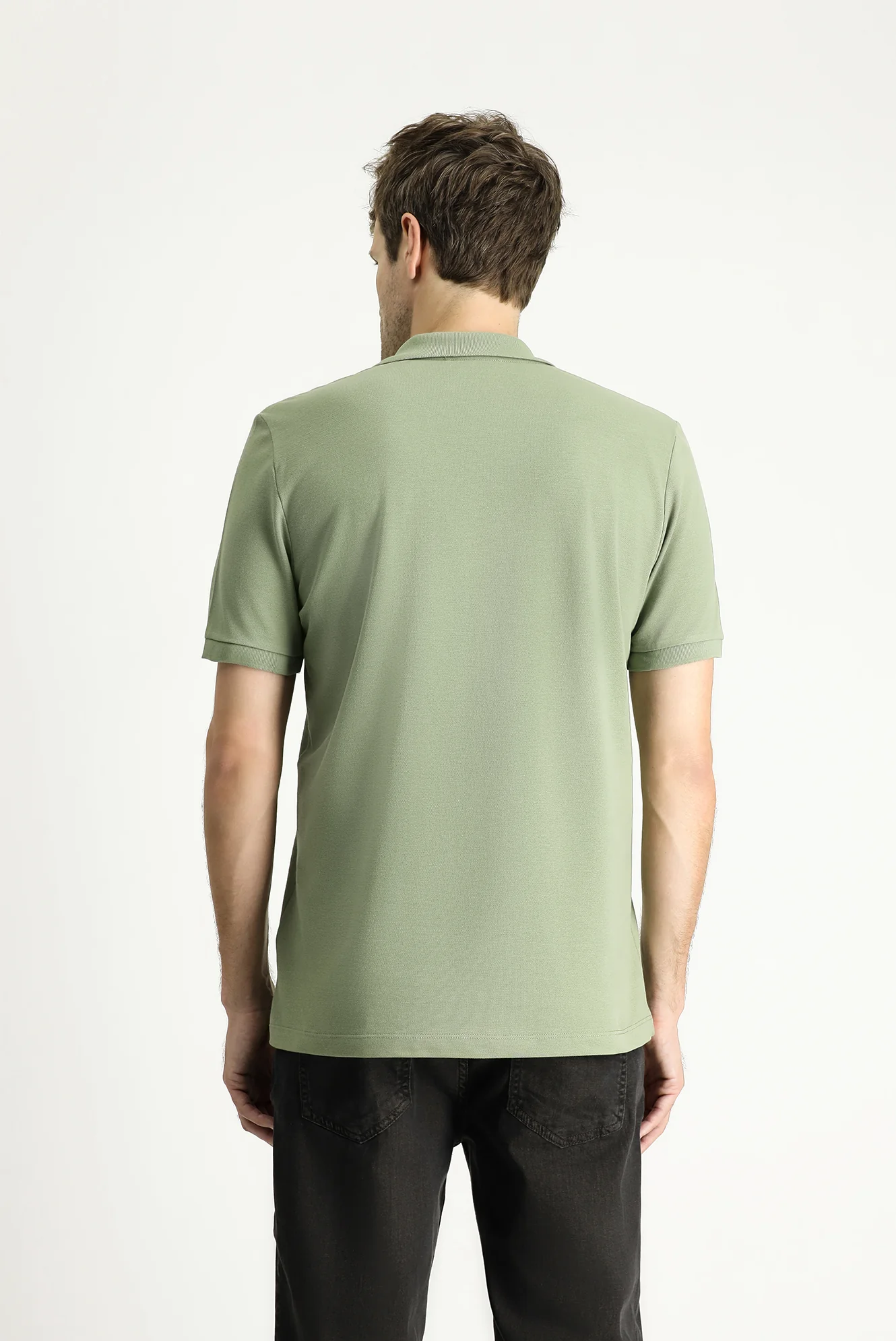 Orman Yeşili Regular Fit Nakışlı Pamuk Polo Yaka Tişört - Image 3