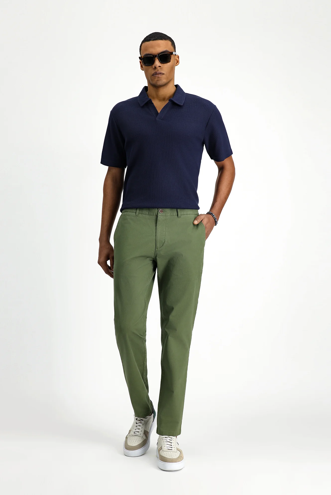 Orman Yeşili Relaxed Fit Rahat Kesim Likralı Kanvas / Chino Pantolon - Image 3