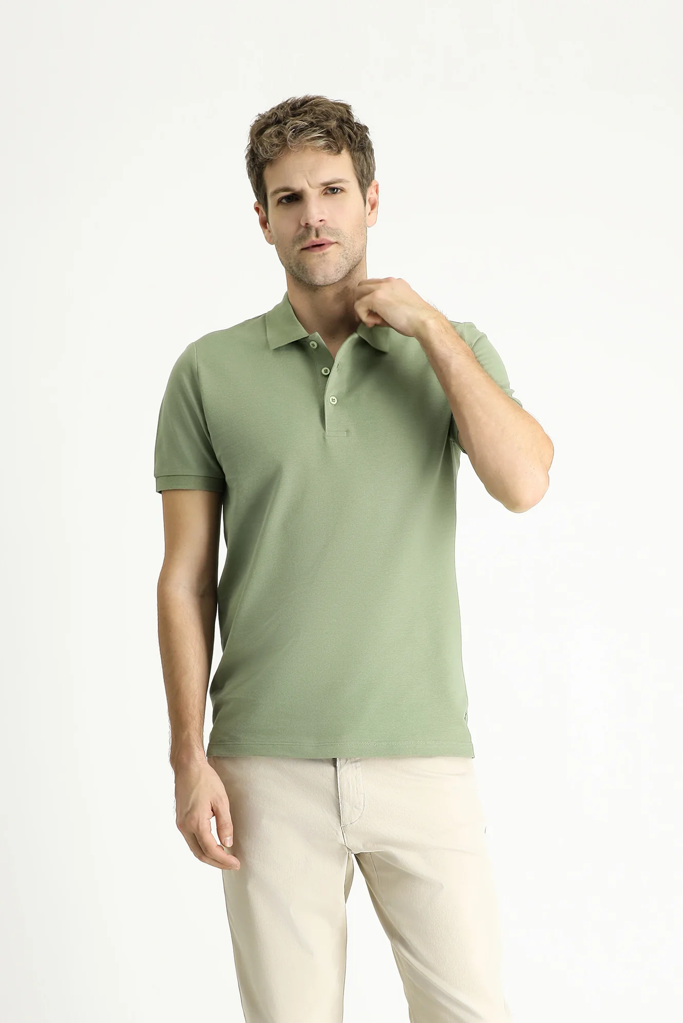 Orman Yeşili Slim Fit Dar Kesim Nakışlı Pamuk Polo Yaka Tişört