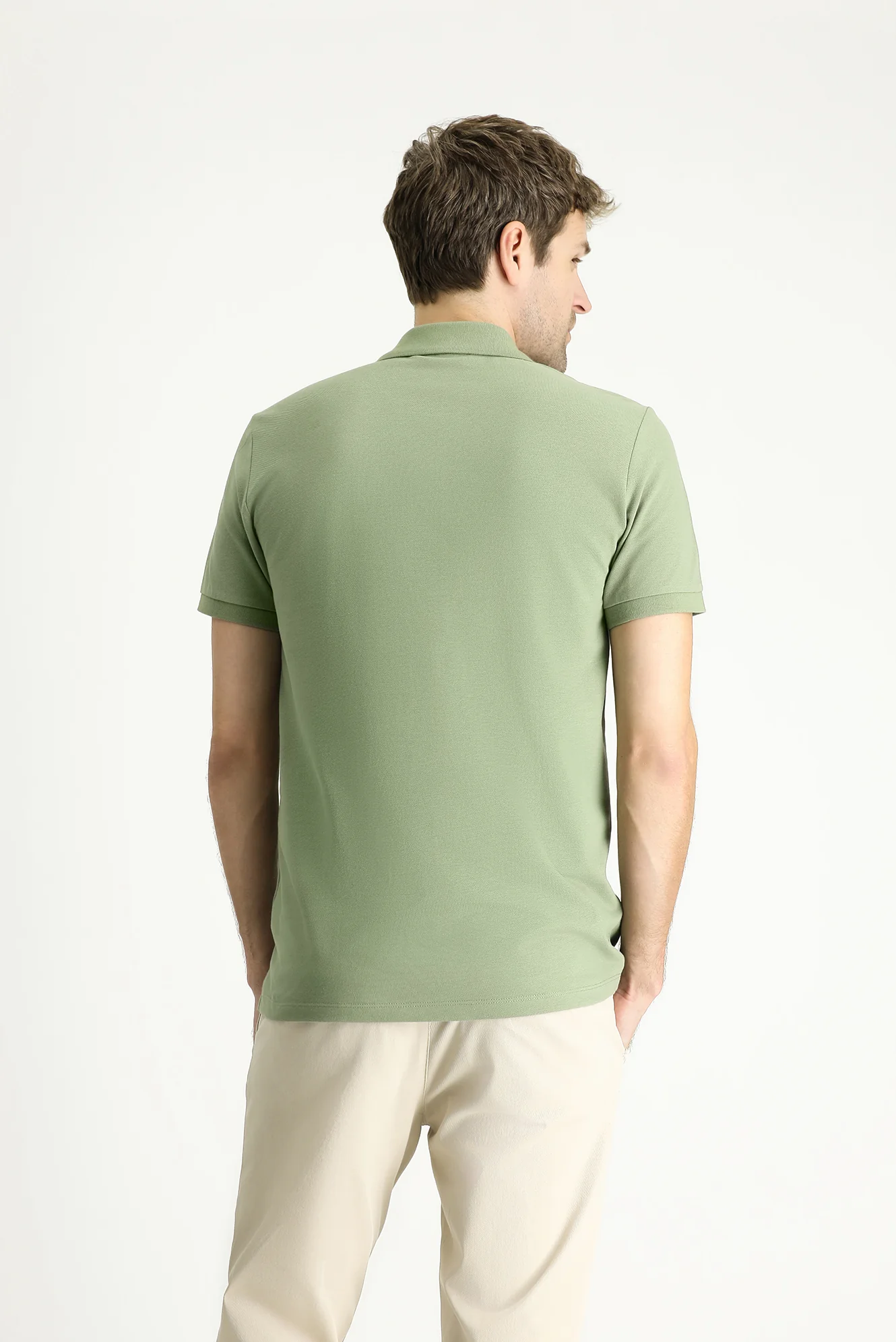 Orman Yeşili Slim Fit Dar Kesim Nakışlı Pamuk Polo Yaka Tişört - Image 4