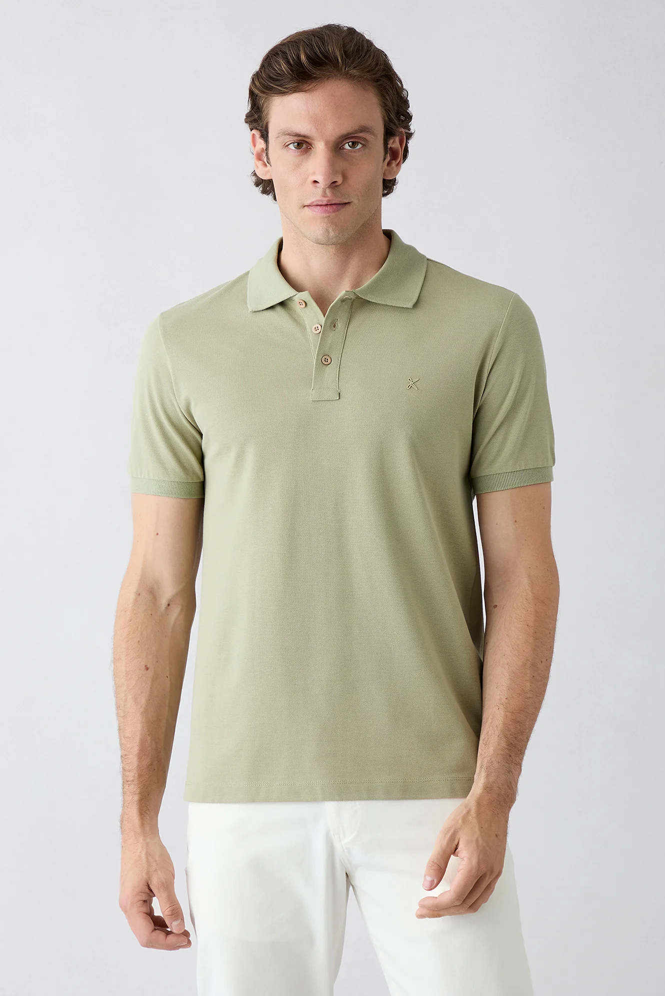 Orman Yeşili Slim Fit Dar Kesim Pamuk Kıvrılmaz Polo Yaka Tişört