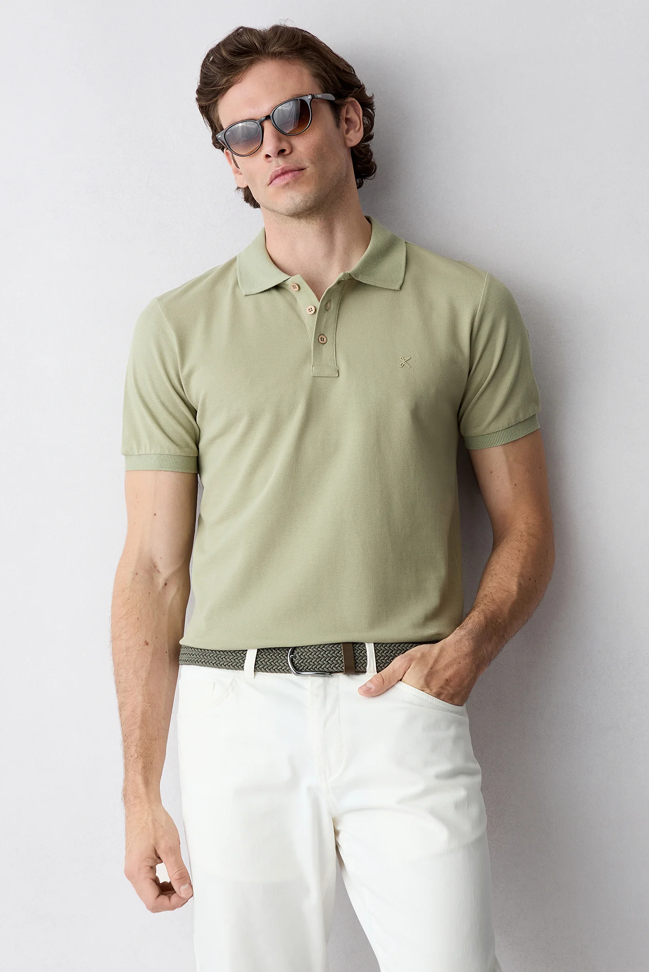 Orman Yeşili Slim Fit Dar Kesim Pamuk Kıvrılmaz Polo Yaka Tişört - Image 5