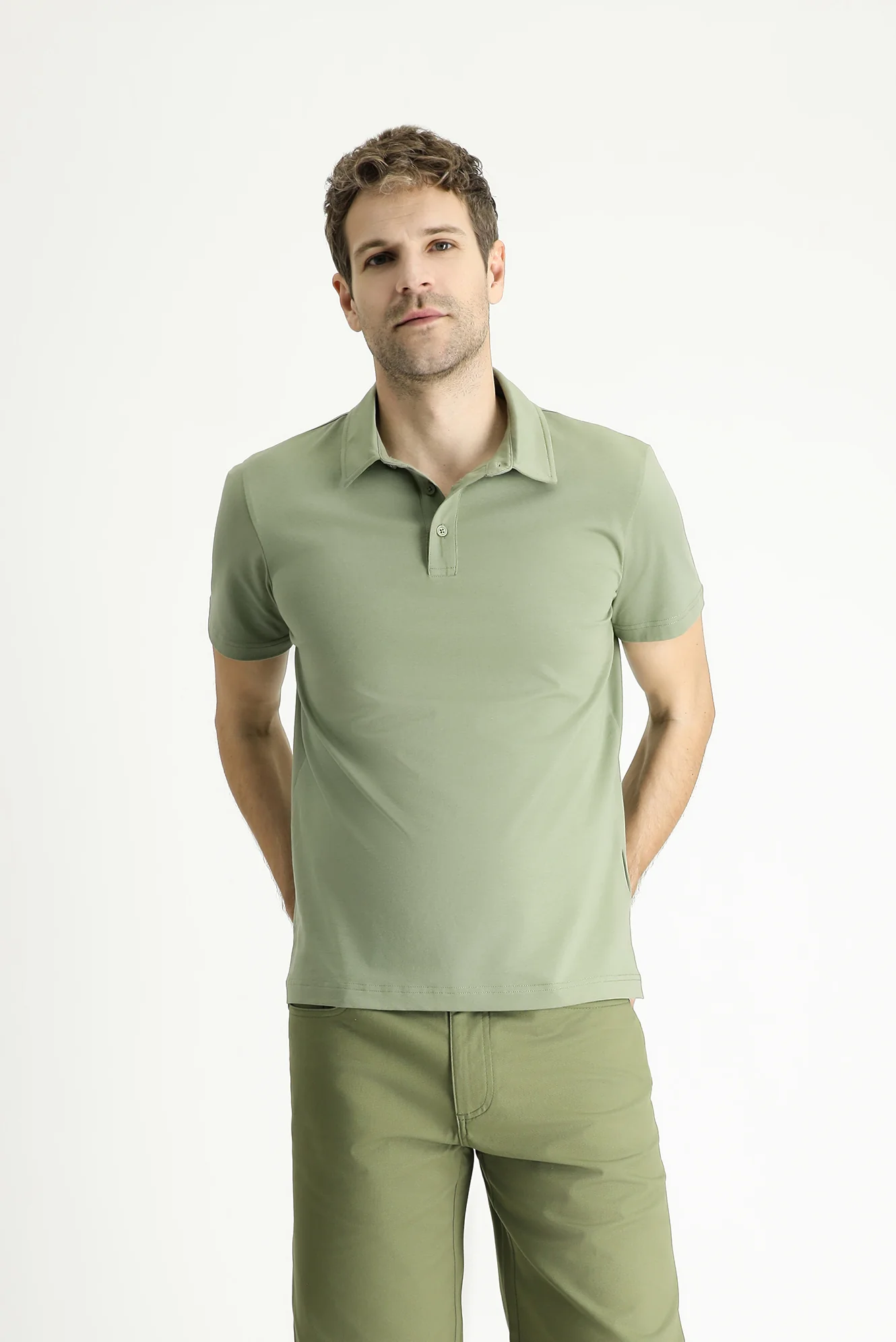 Orman Yeşili Slim Fit Dar Kesim Pamuklu Polo Yaka Tişört