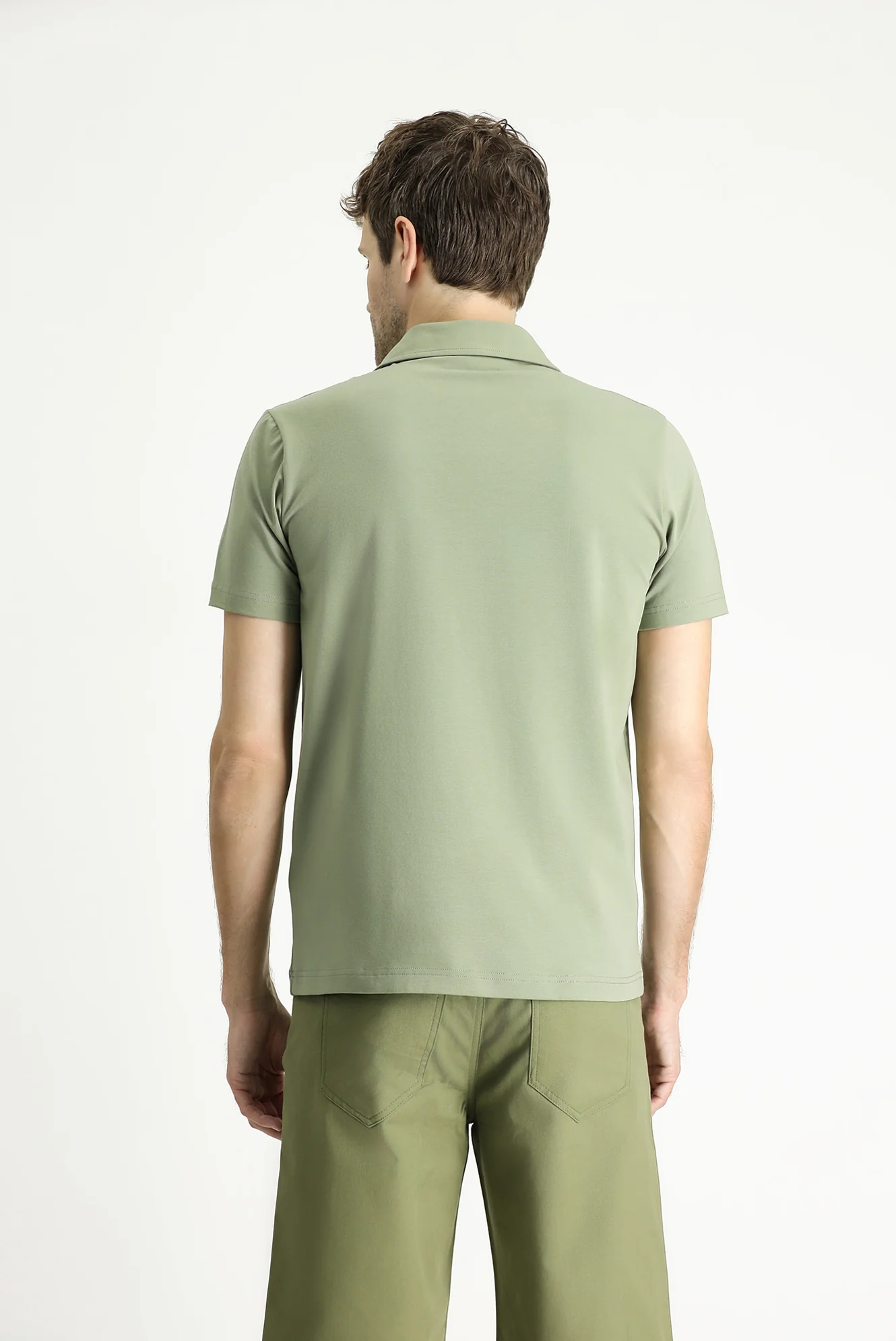 Orman Yeşili Slim Fit Dar Kesim Pamuklu Polo Yaka Tişört - Image 5
