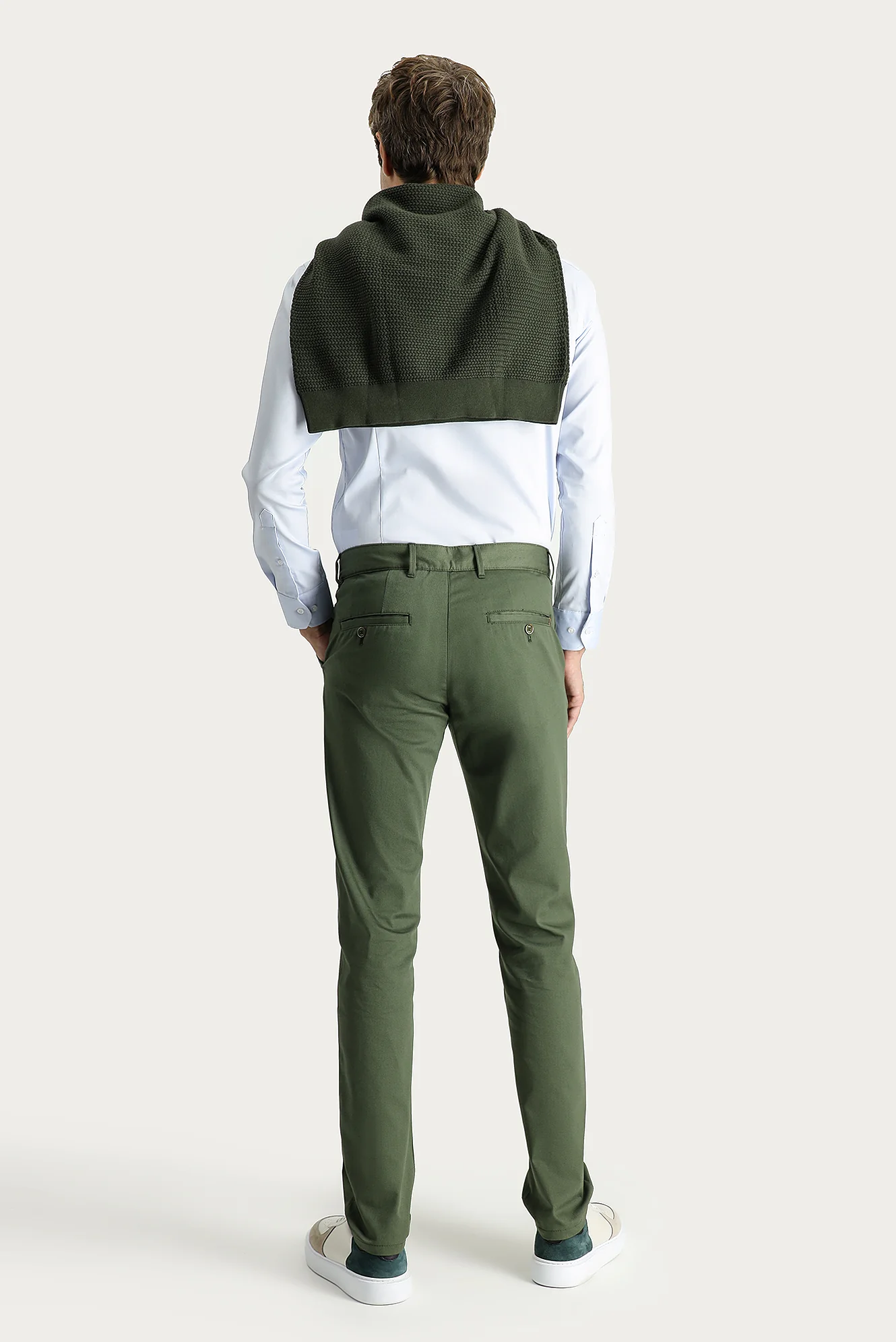 Orman Yeşili Super Slim Fit Eksra Dar Kesim Likralı Kanvas / Chino Pantolon - Image 4