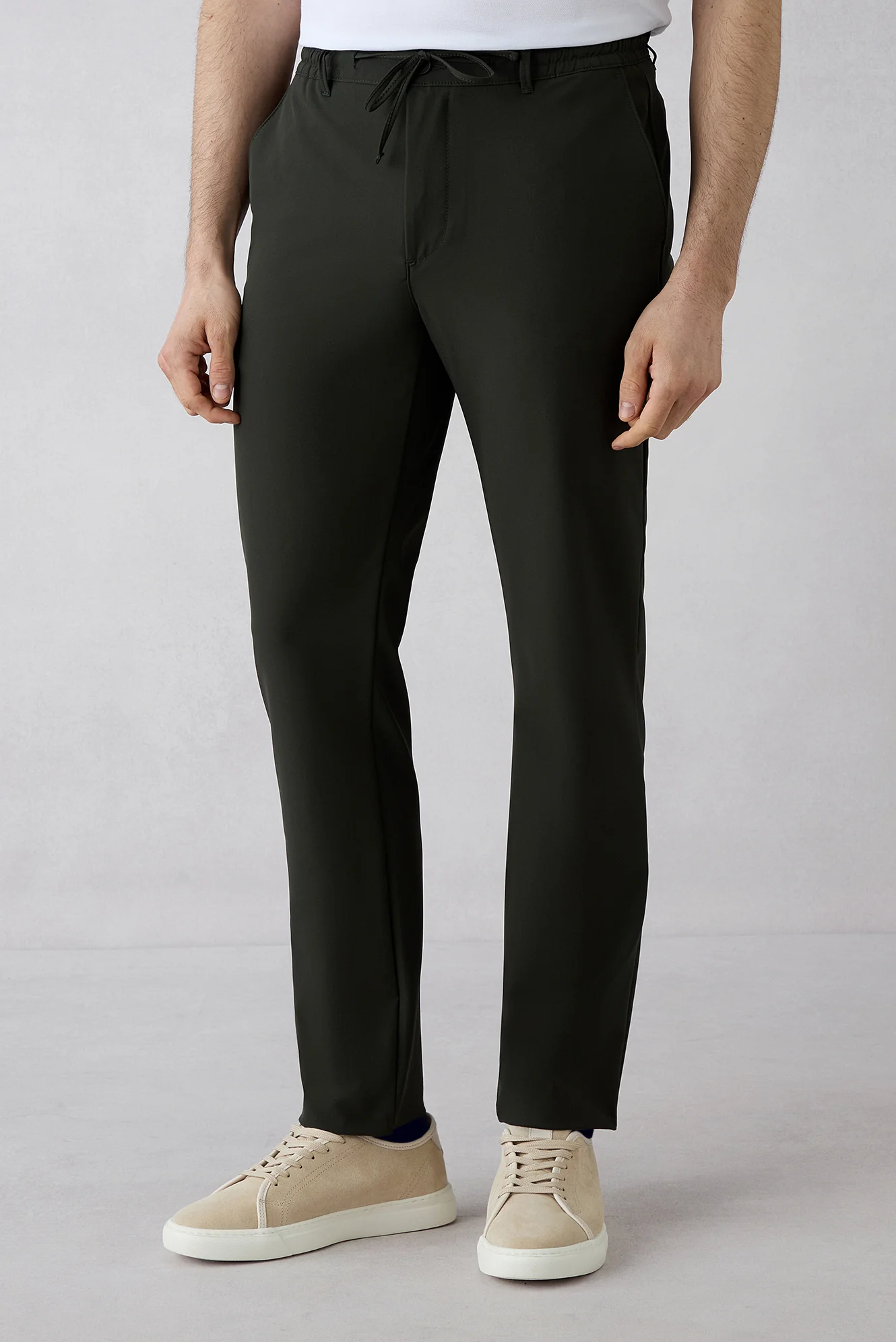 Orta Antrasit Techno-Line Regular Fit Standart Kesim Likralı Esnek Beli Lastikli İpli Çantalı Pantolon - Image 3
