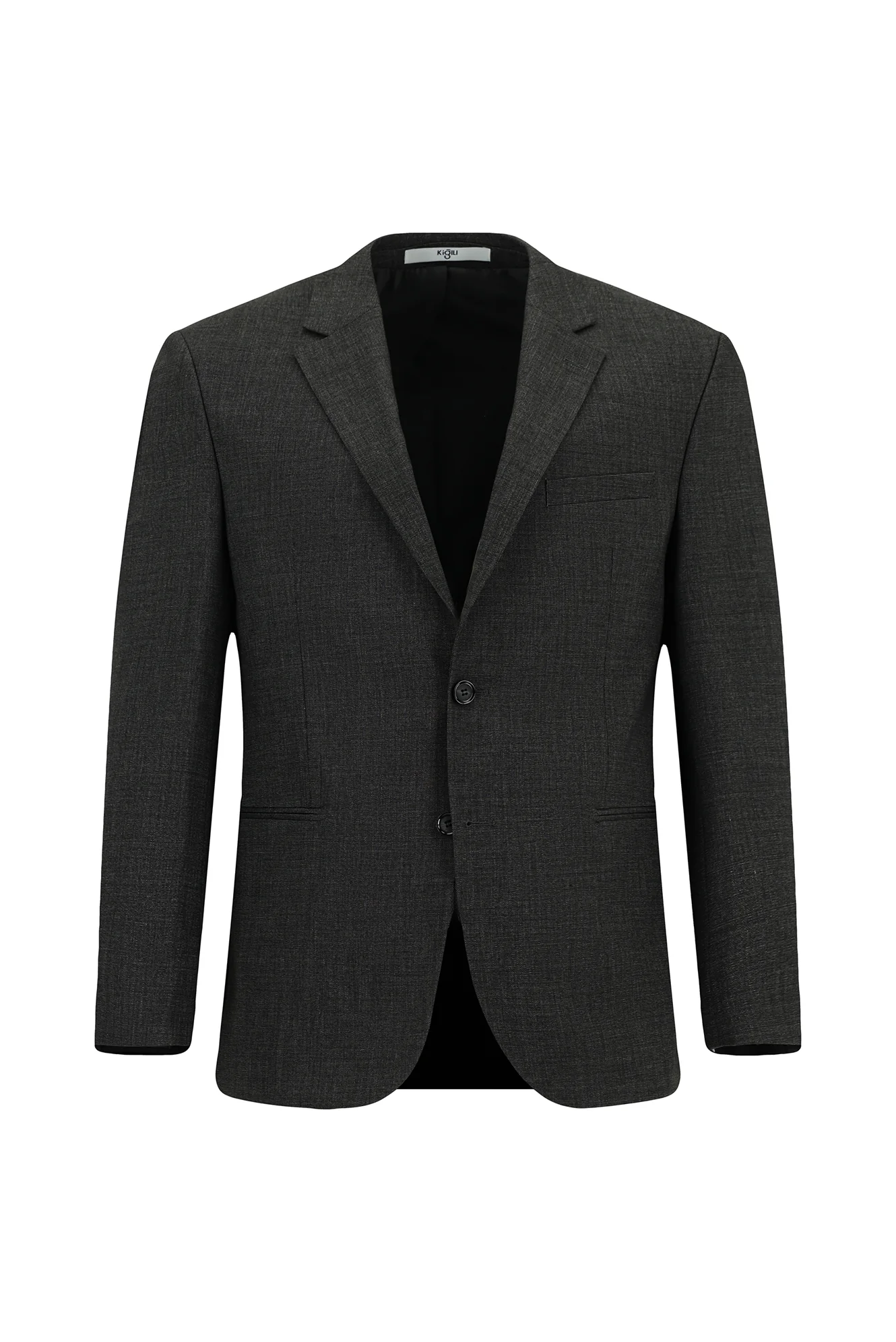 Orta Antrasit 4 Drop Relaxed Fit Rahat Kesim Desenli Takım Elbise - Image 2