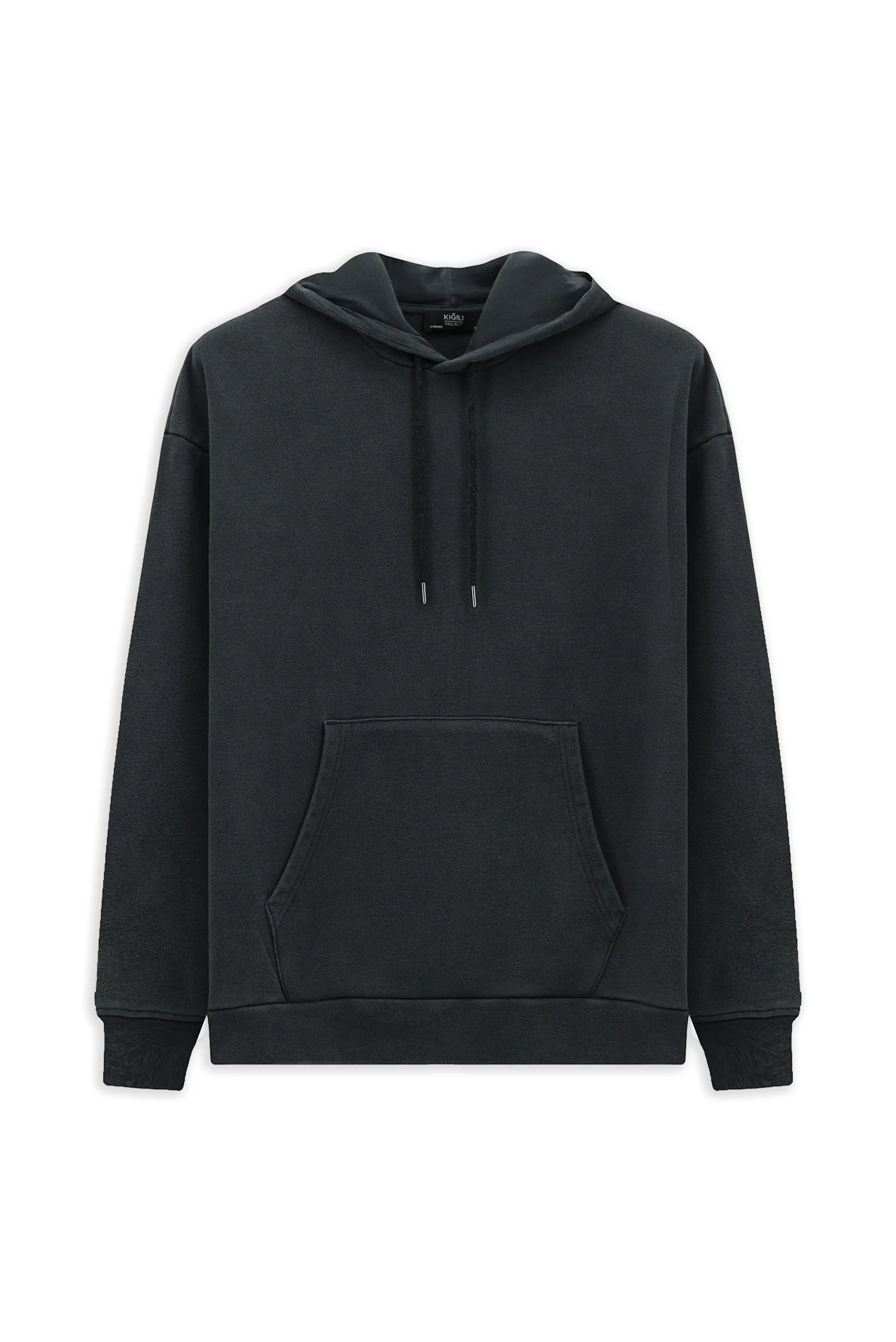 Orta Antrasit Kapüşonlu Oversize Ekstra Rahat Kesim Pamuk Sweatshirt - Image 10