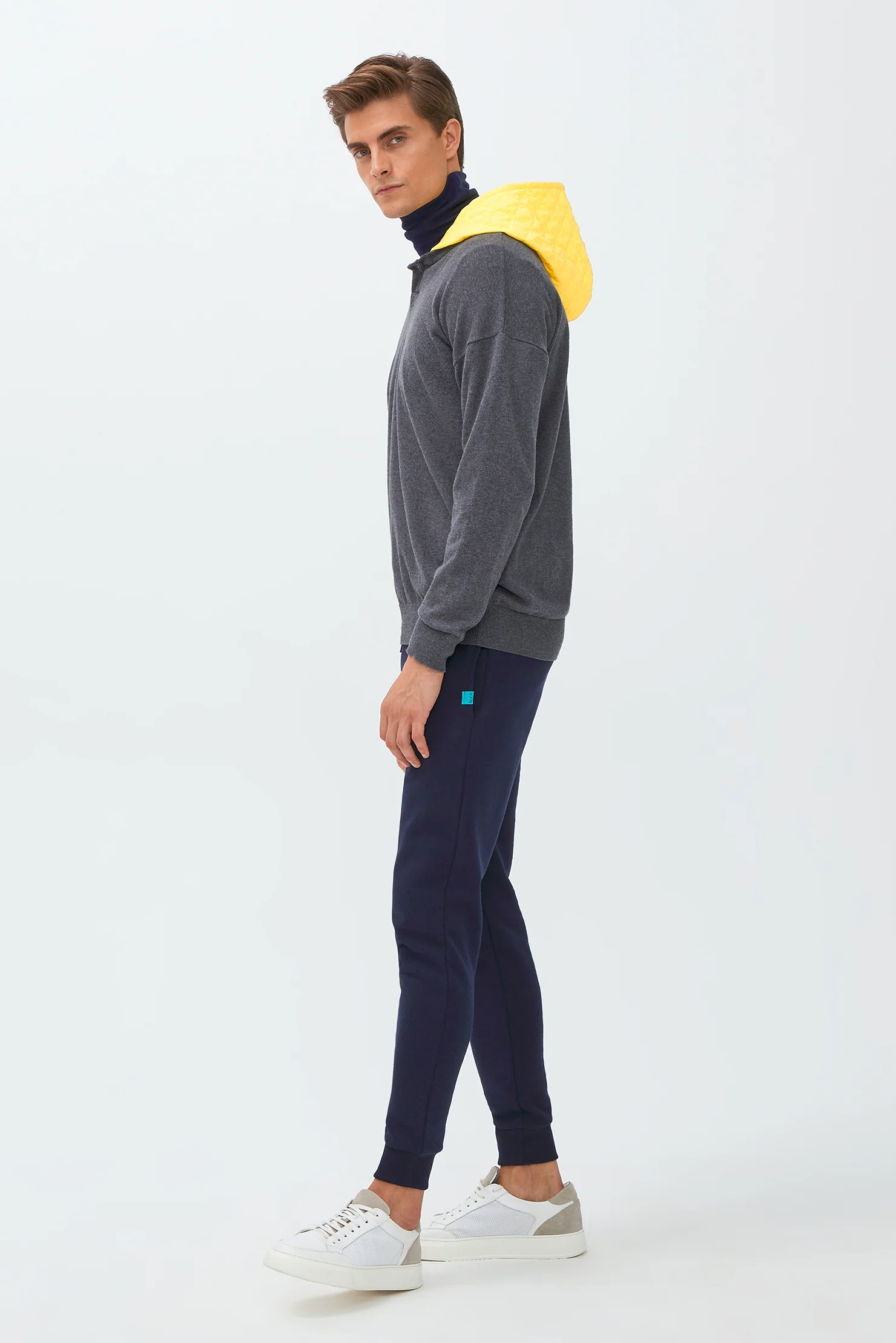 Orta Antrasit Kapüşonlu Triko/Pamuk Sweatshirt - Image 3