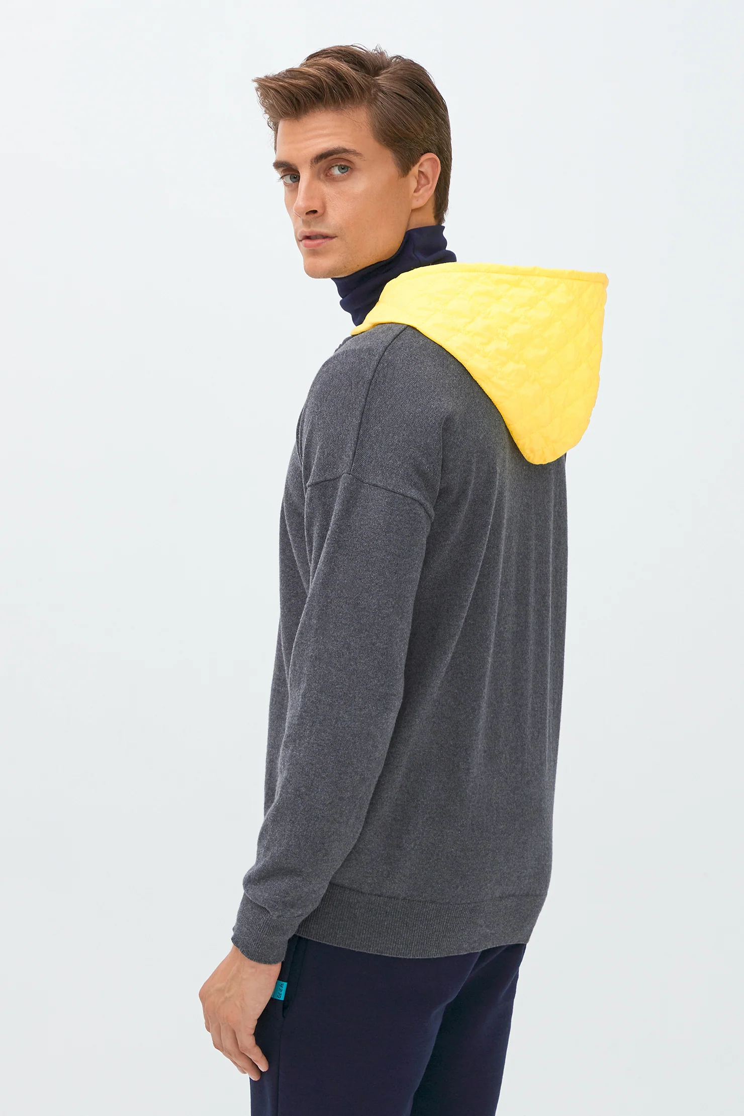 Orta Antrasit Kapüşonlu Triko/Pamuk Sweatshirt - Image 4