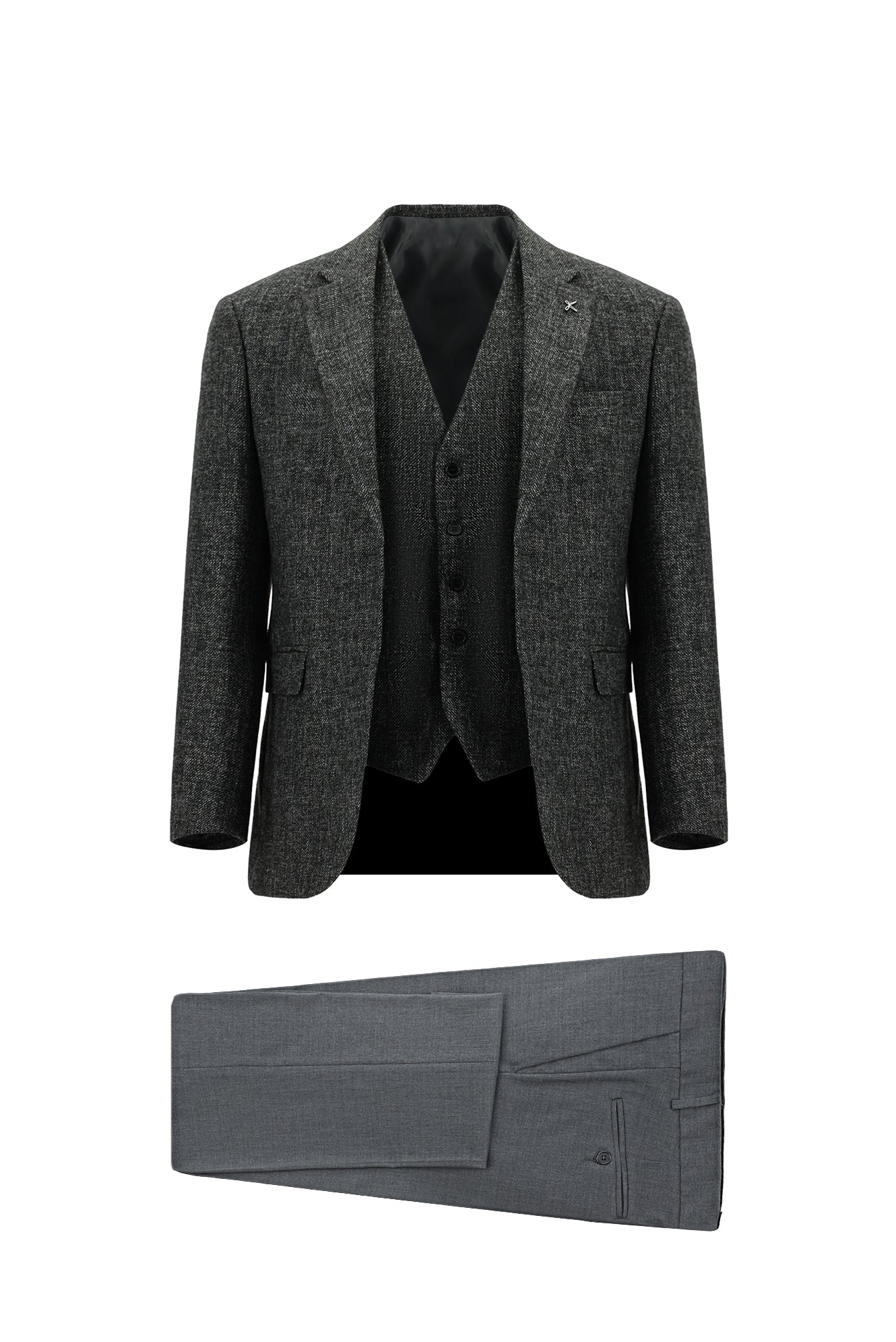 Orta Antrasit 7 Drop Slim Fit Dar Kesim Takım Elbise