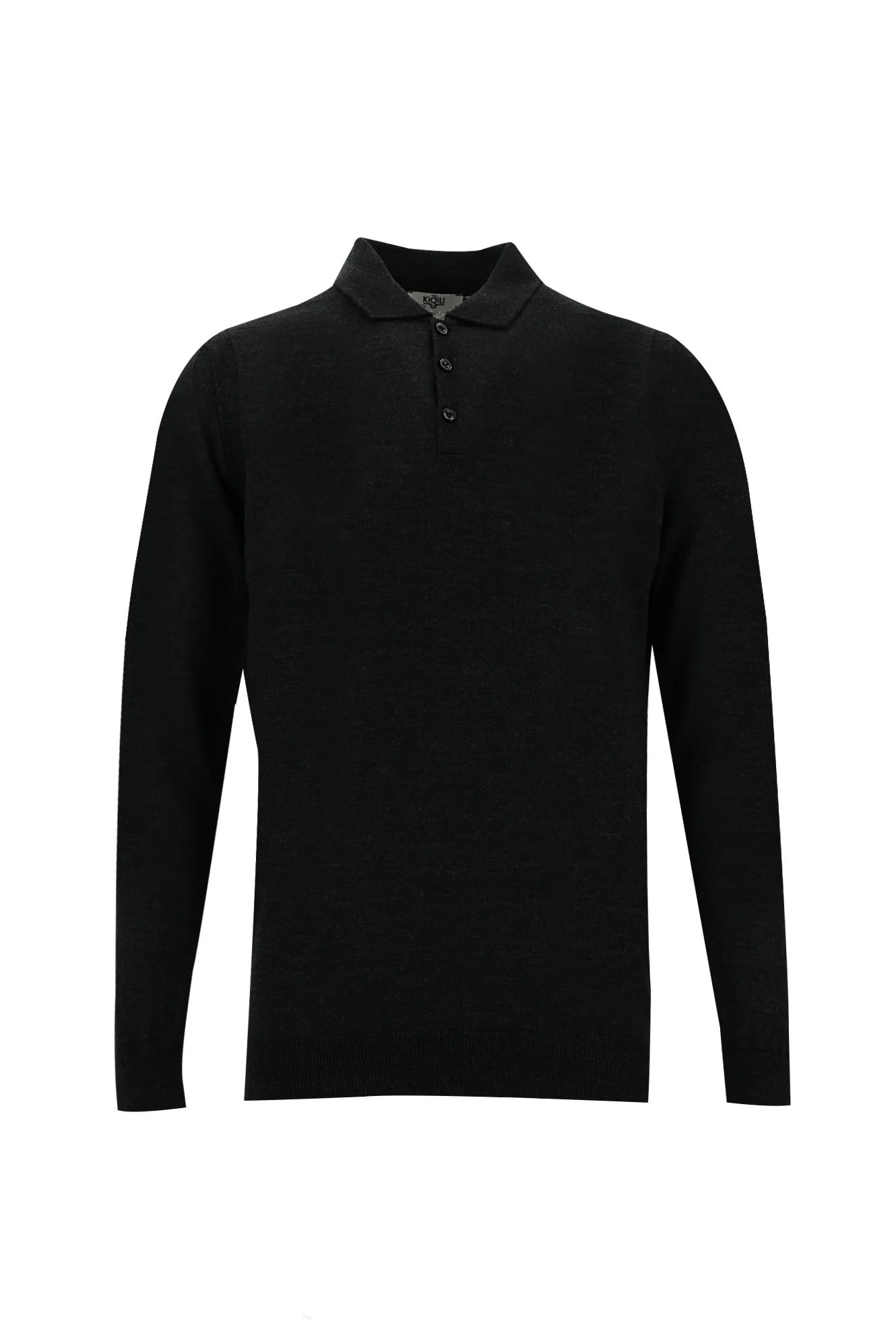 Orta Antrasit Polo Yaka Regular Fit Triko Kazak
