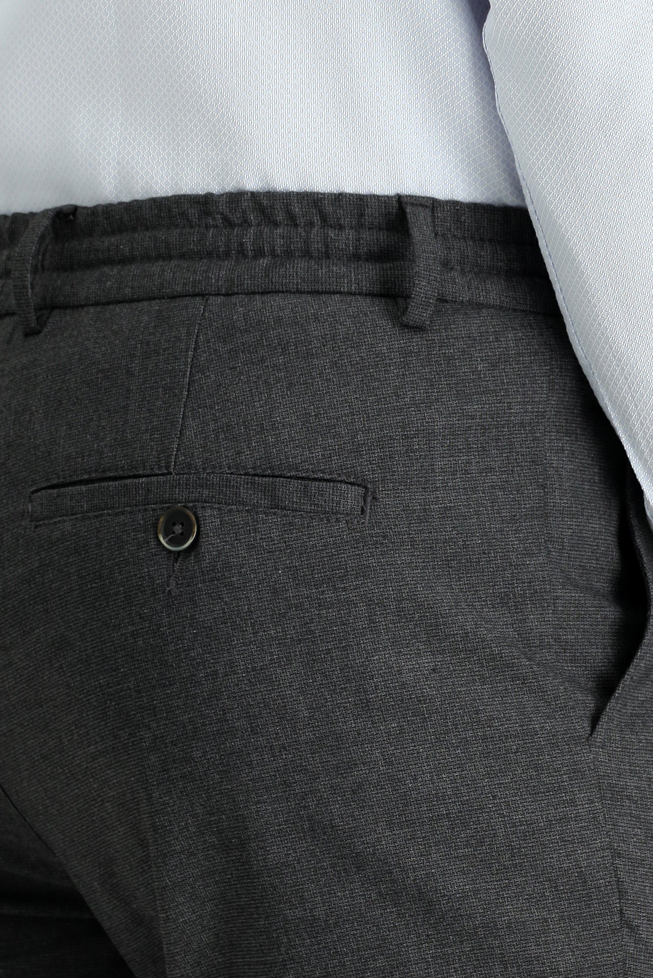 Orta Antrasit Regular Fit Standart Kesim Beli Lastikli İpli Likralı Pantolon - Image 5