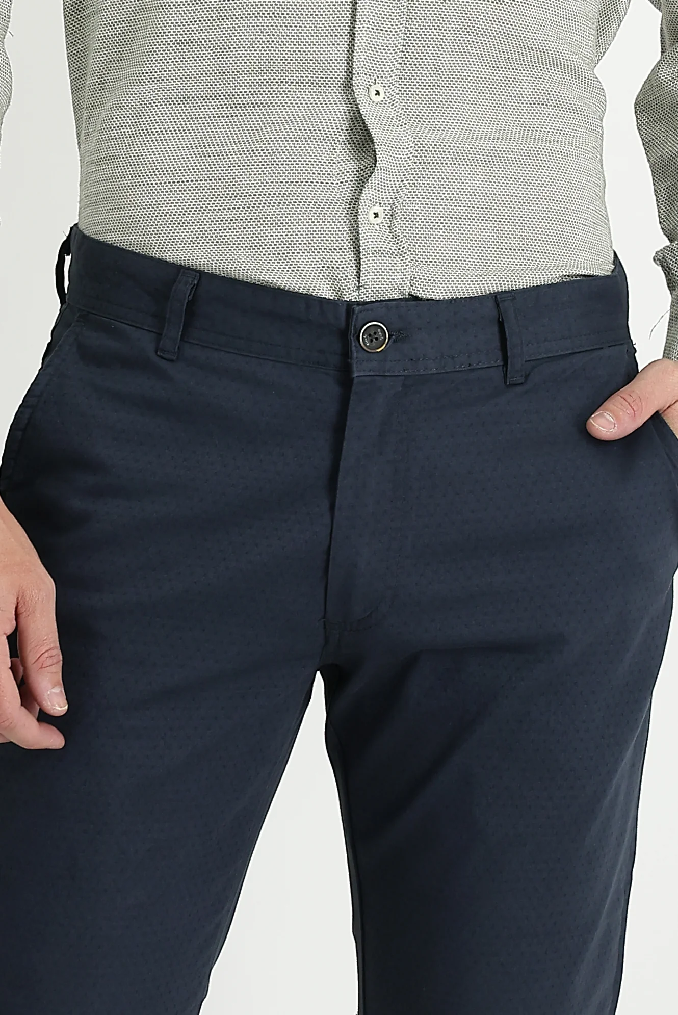 Orta Antrasit Regular Fit Standart Kesim Desenli Likralı Kanvas / Chino Pantolon - Image 3