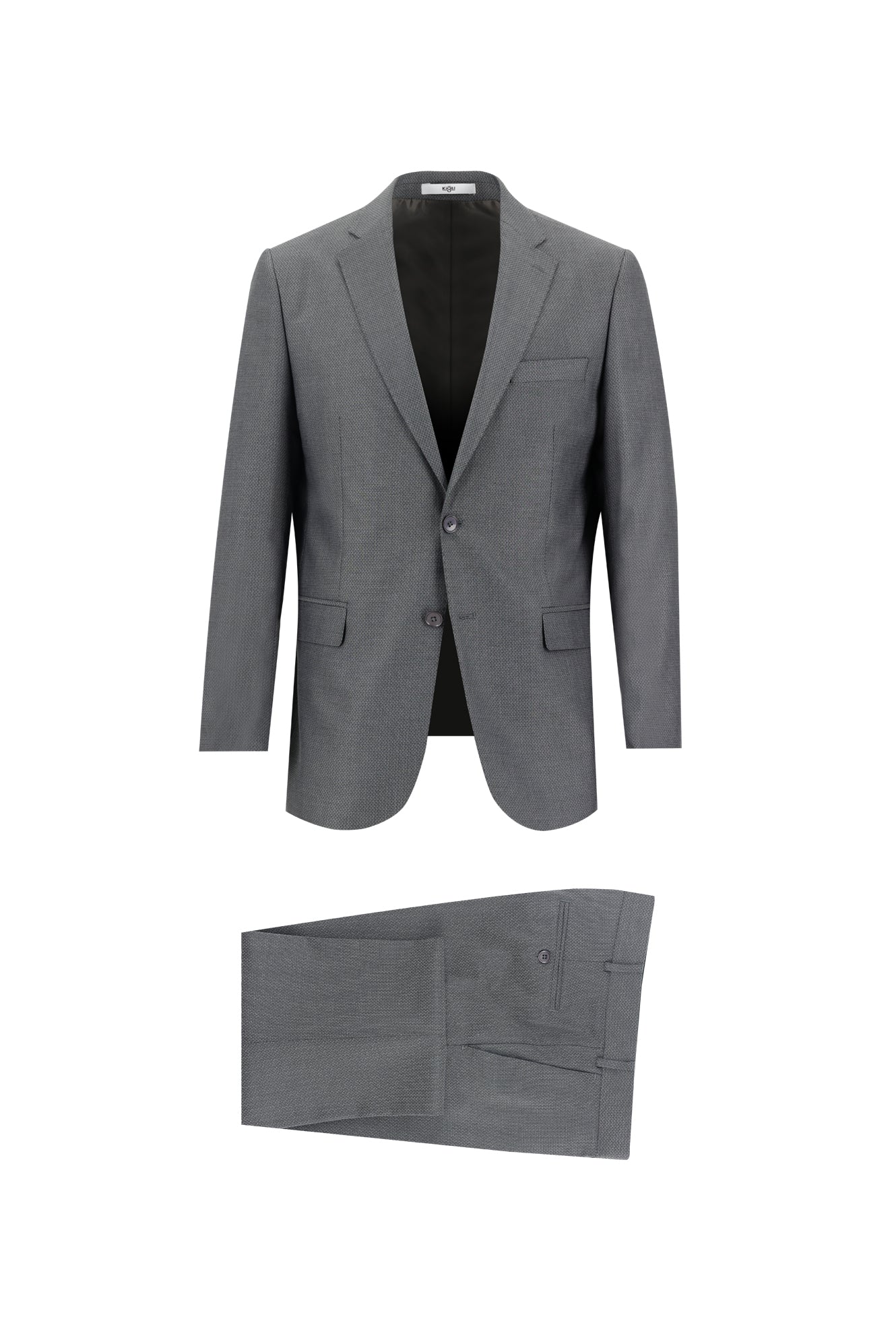 Orta Antrasit 6 Drop Regular Fit Standart Kesim Desenli Takım Elbise