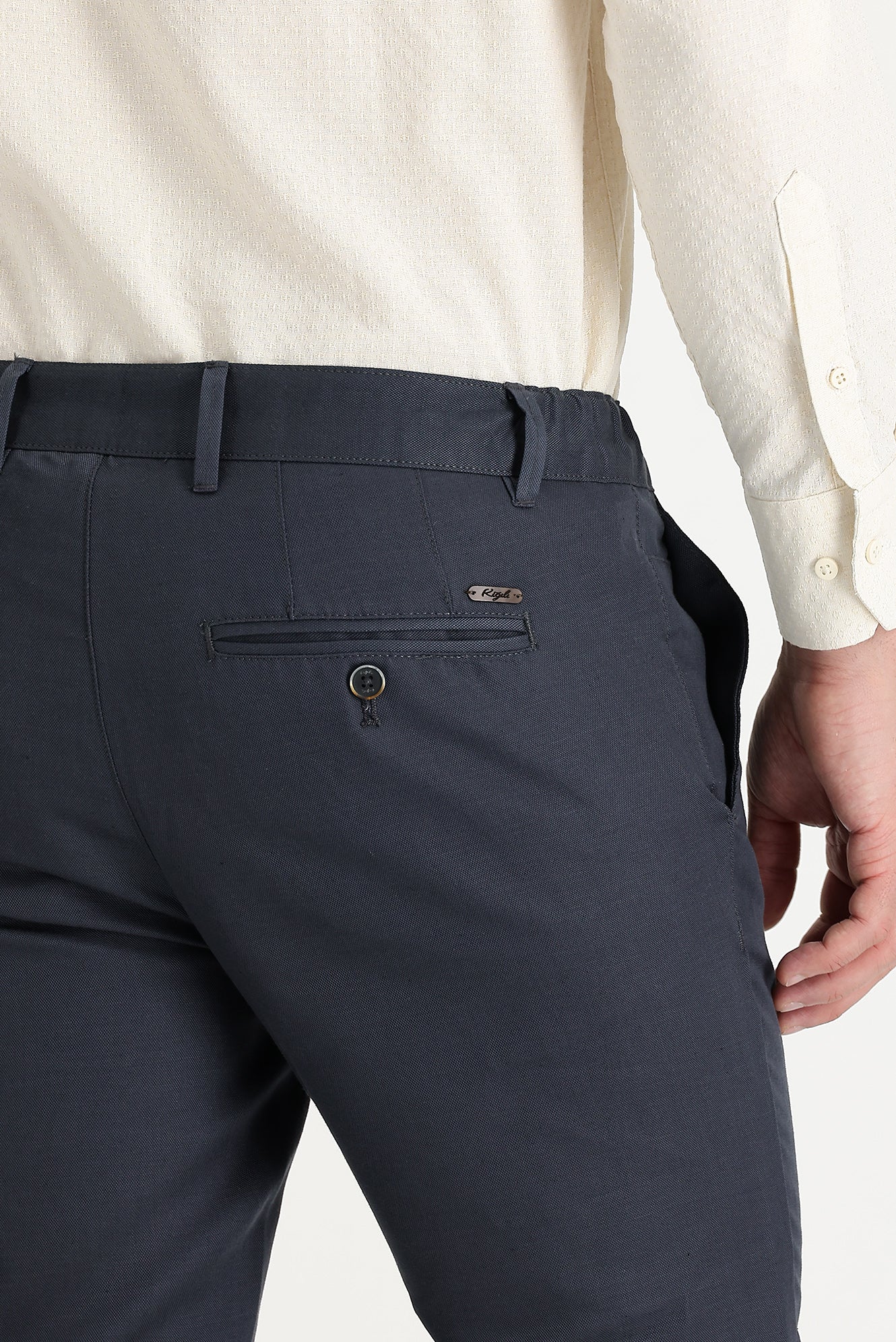 Orta Antrasit Regular Fit Standart Kesim Kanvas / Chino Keten Karışımlı Pantolon - Image 4