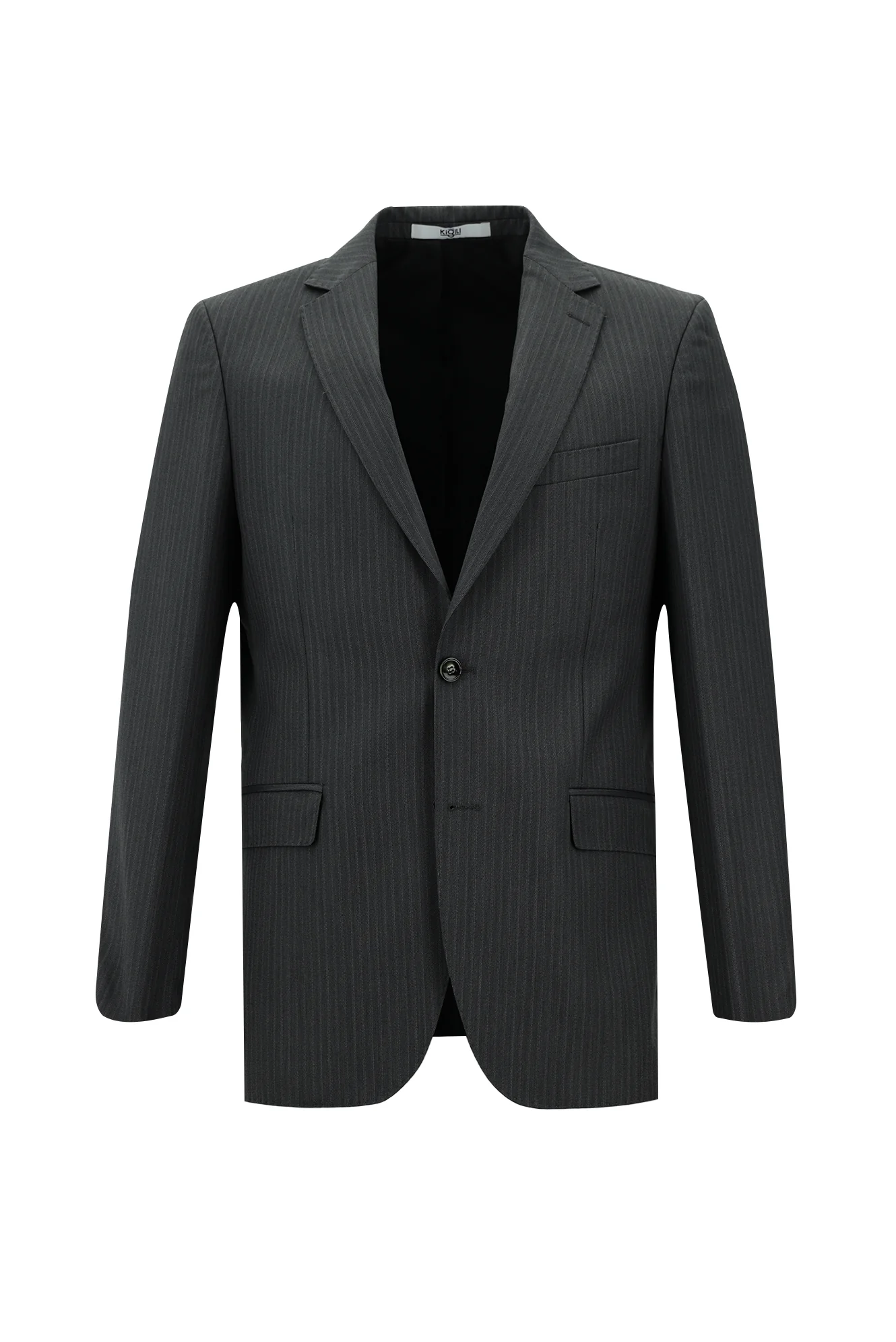Orta Antrasit 6 Drop Regular Fit Standart Kesim Çizgili Takım Elbise - Image 2