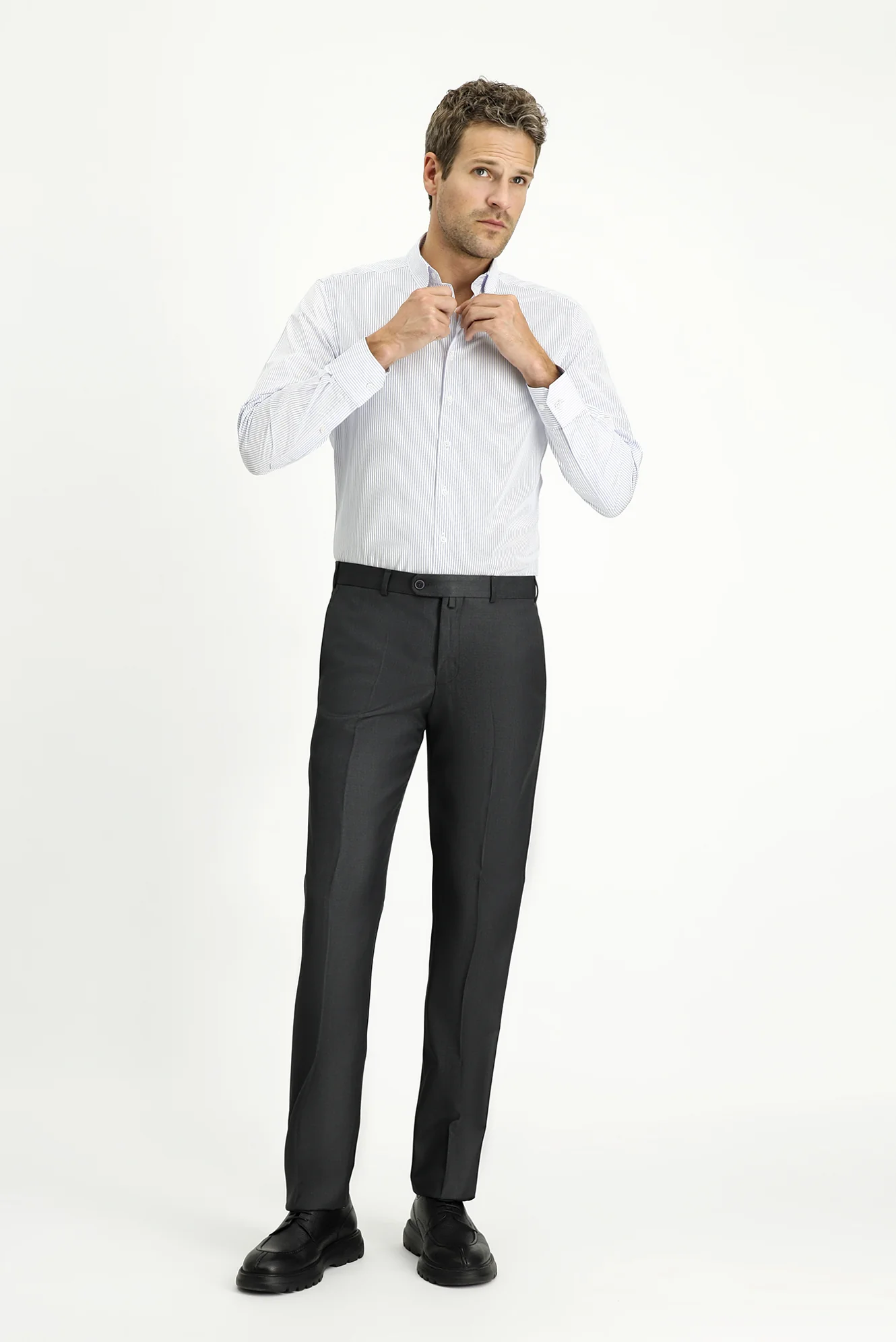 Orta Antrasit 6 Drop Regular Fit Standart Kesim Klasik Kumaş Pantolon