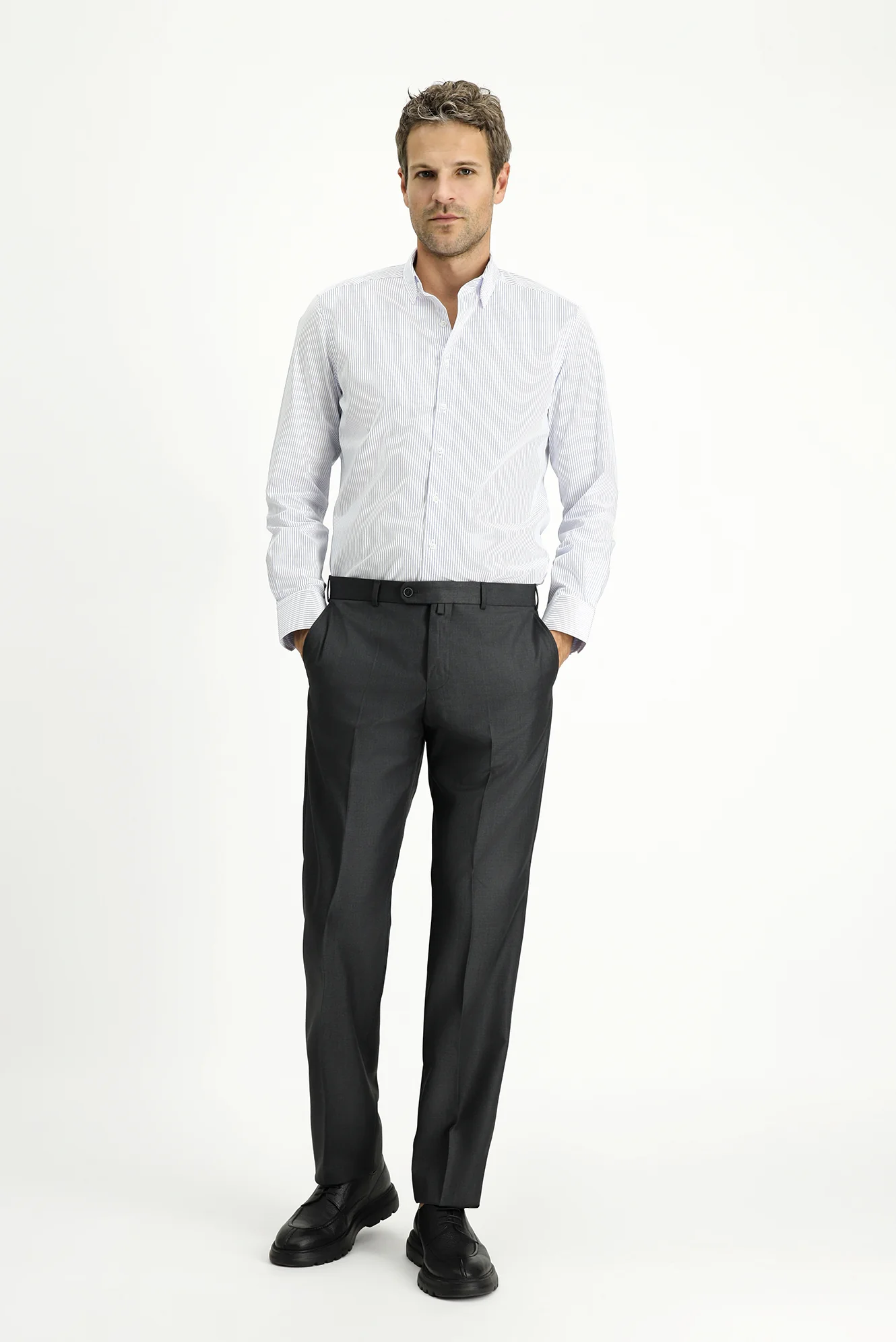Orta Antrasit 6 Drop Regular Fit Standart Kesim Klasik Kumaş Pantolon - Image 2