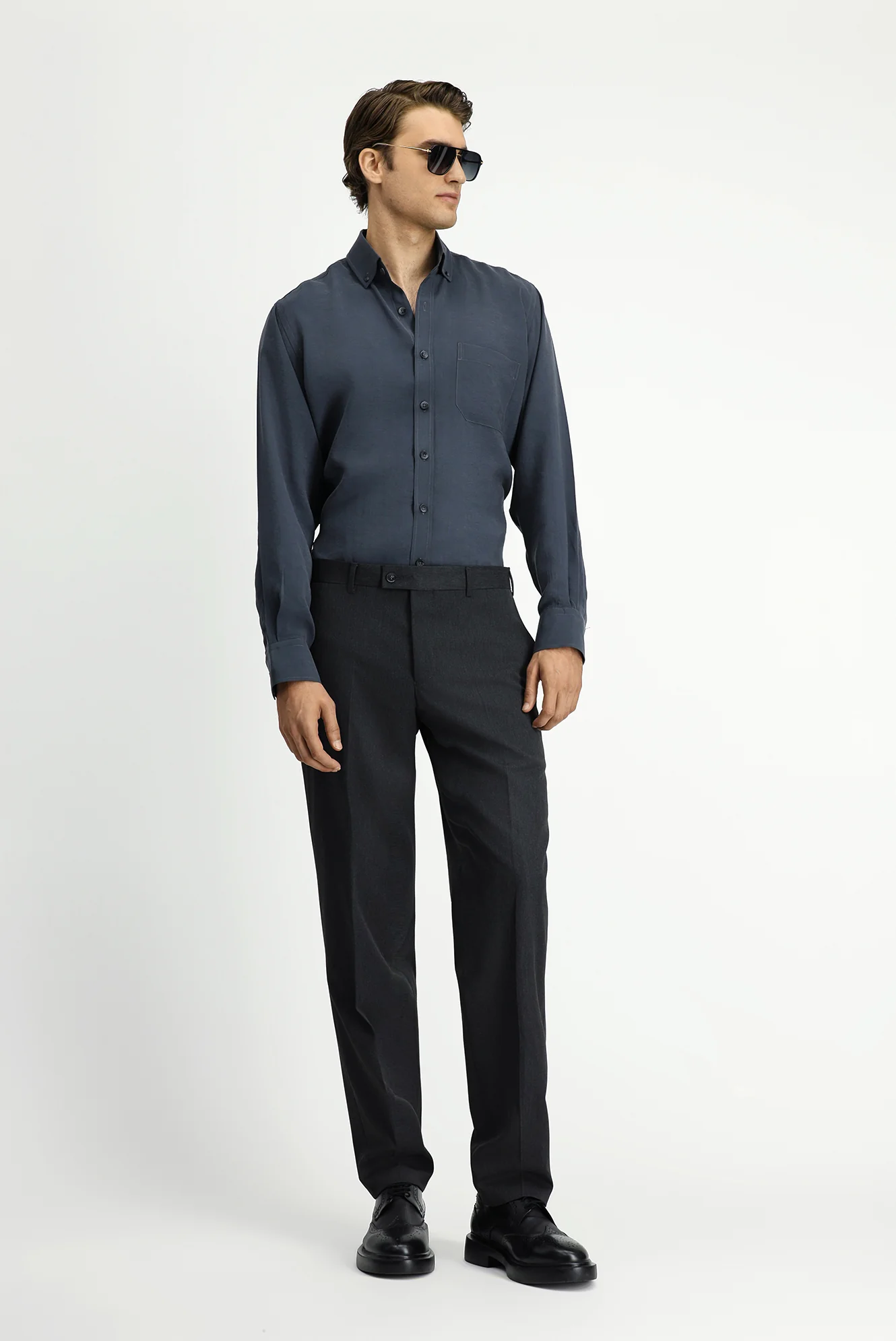 Orta Antrasit 6 Drop Regular Fit Standart Kesim Klasik Kumaş Pantolon - Image 2