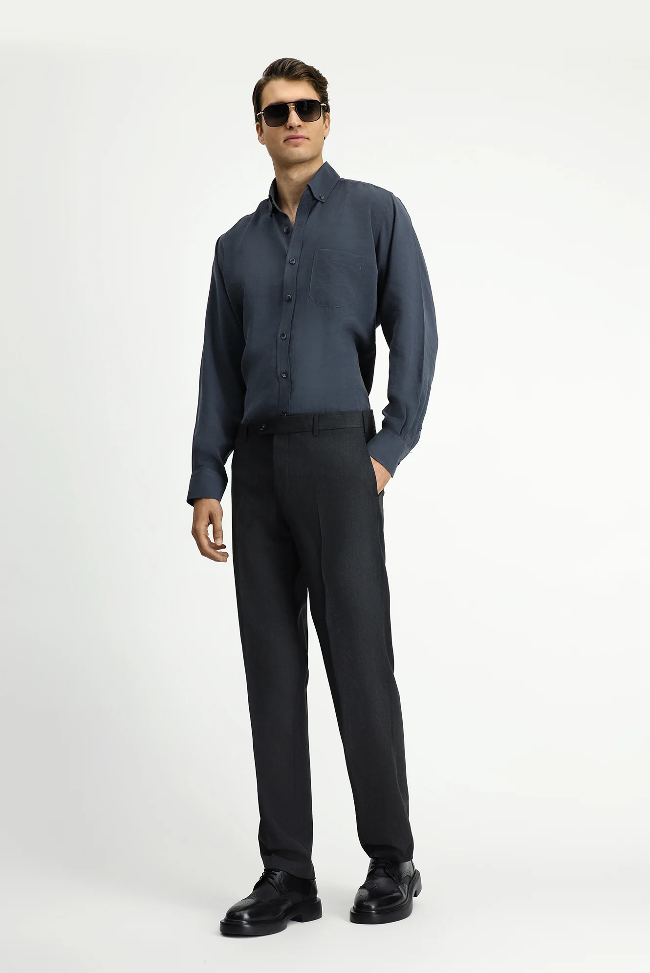 Orta Antrasit 6 Drop Regular Fit Standart Kesim Klasik Kumaş Pantolon - Image 3