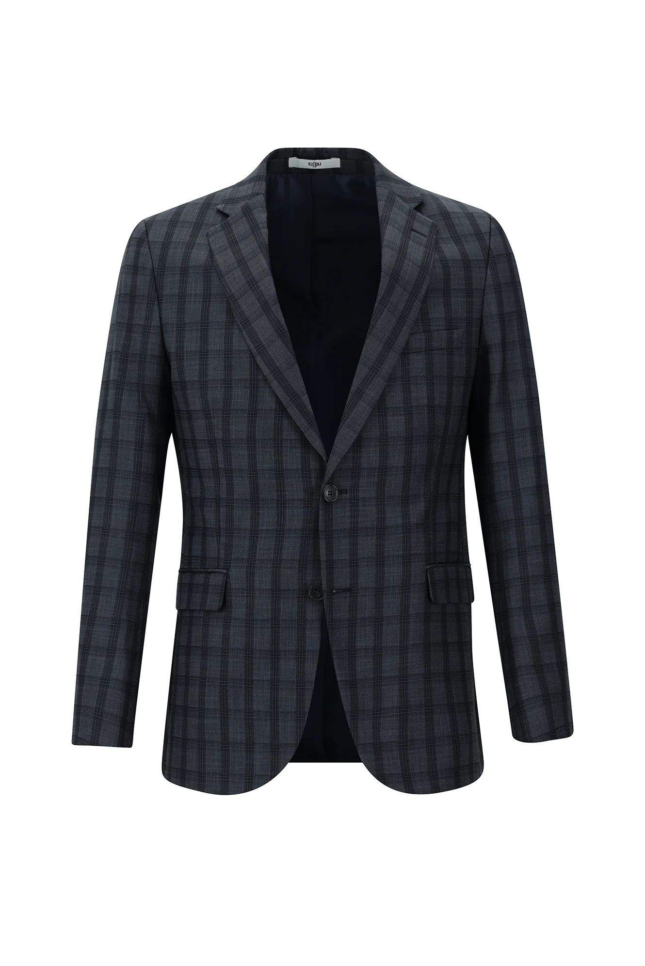 Orta Antrasit 6 Drop Regular Fit Standart Kesim Kombinli Ekose Takım Elbise - Image 2