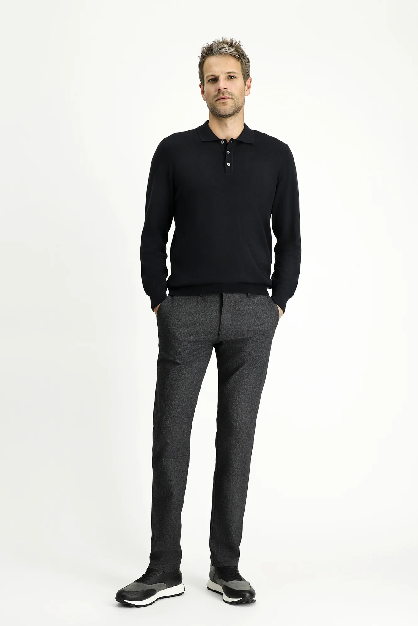Orta Antrasit Regular Fit Standart Kesim Likralı Kanvas / Chino Pantolon - Image 3