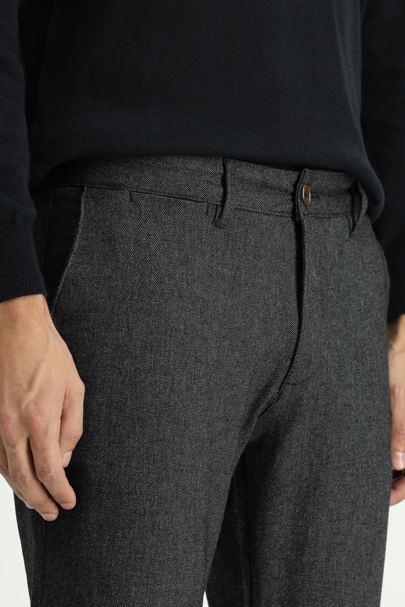 Orta Antrasit Regular Fit Standart Kesim Likralı Kanvas / Chino Pantolon - Image 4