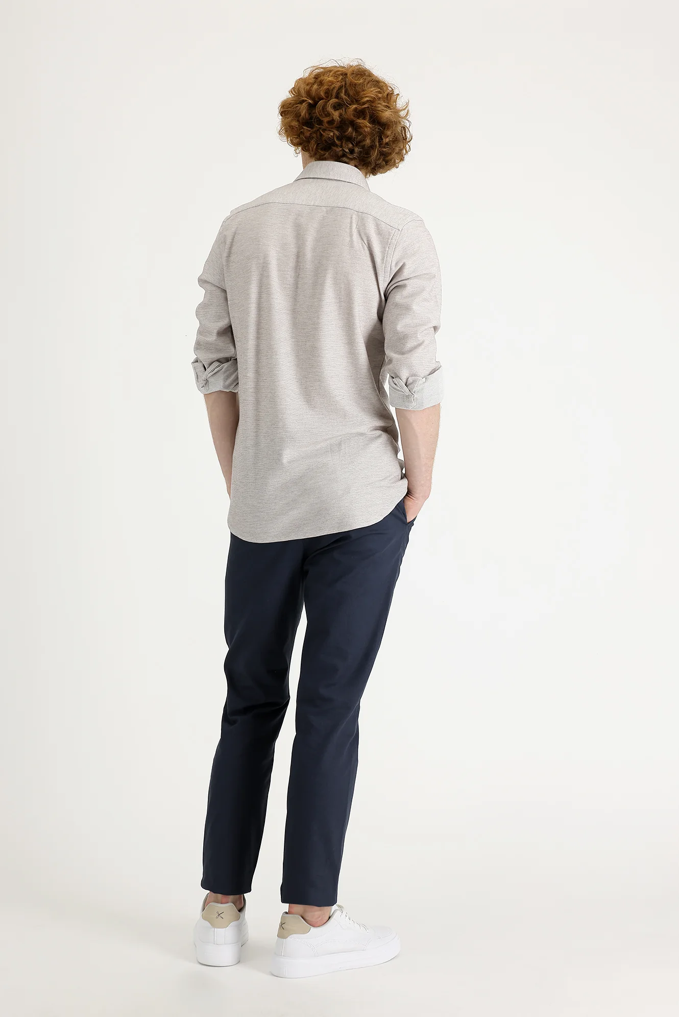 Orta Antrasit Regular Fit Standart Kesim Likralı Kanvas / Chino Pantolon - Image 3