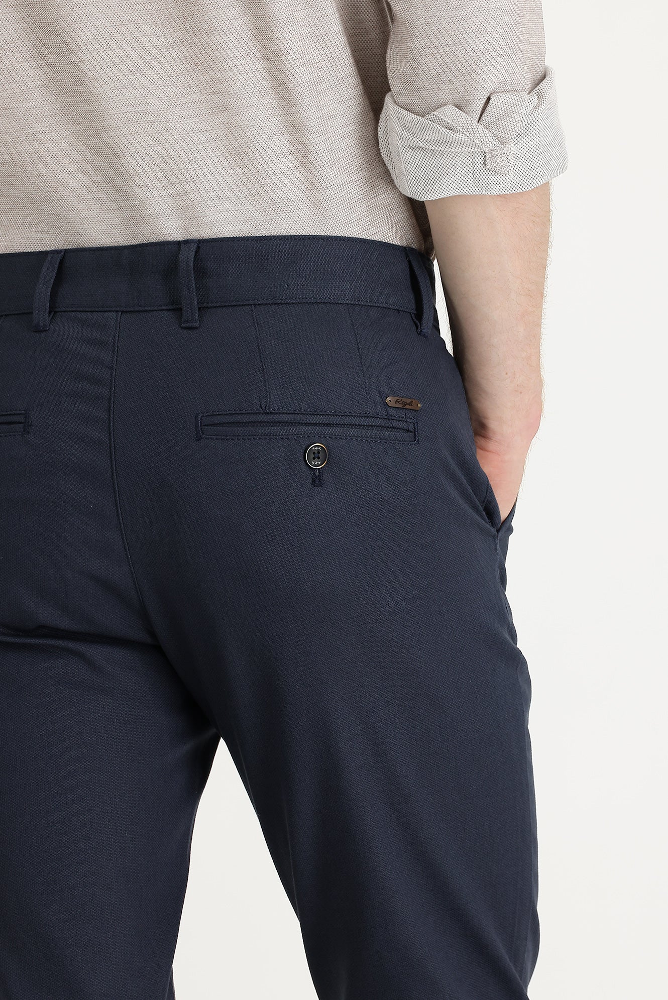 Orta Antrasit Regular Fit Standart Kesim Likralı Kanvas / Chino Pantolon - Image 4