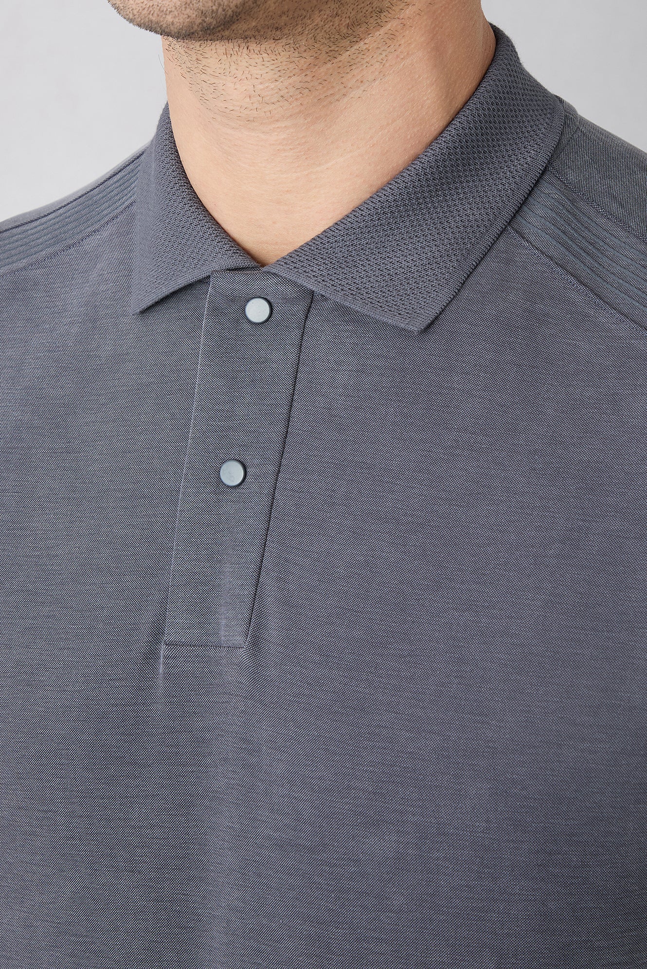 Orta Antrasit Regular Fit Çıtçıtlı Polo Yaka Ribana Detaylı Lyocell Karışımlı Tişört - Image 3